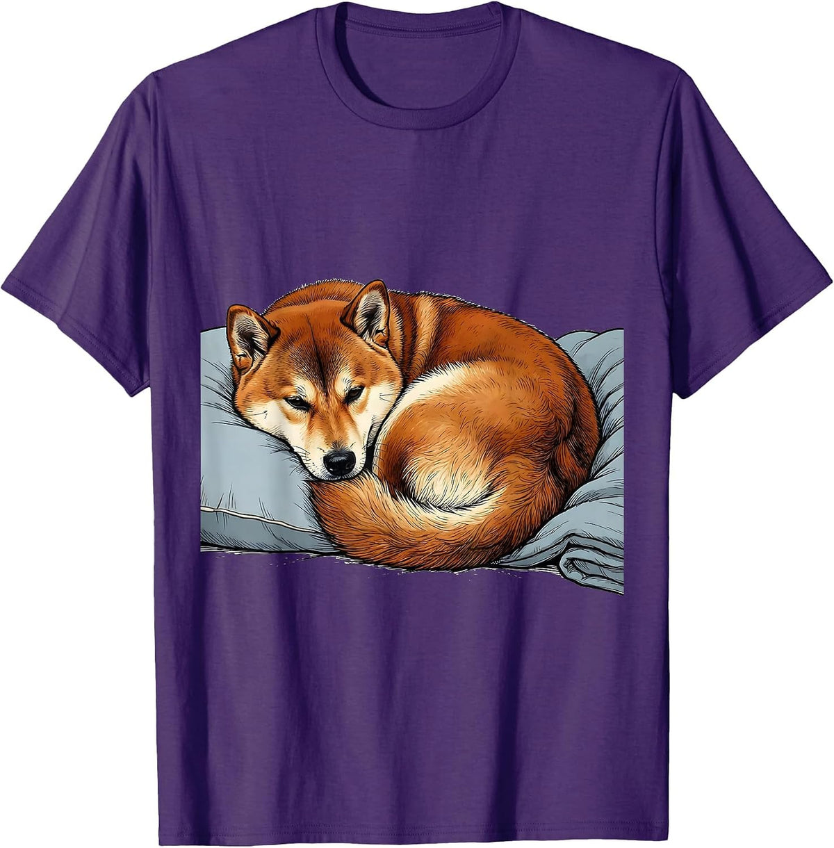 Men's Shiba Inu Sleeping Funny Pajama Gift for Dog Lovers T-Shirt - Purple