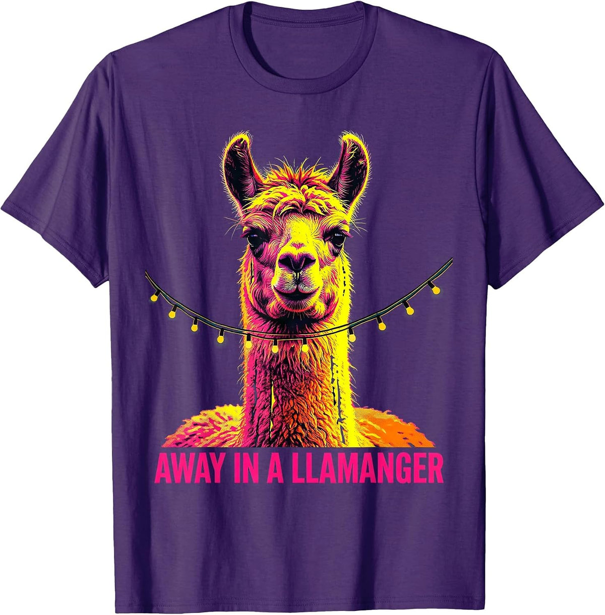 Men's Away In A Llamanger Funny Llama Christmas Animal Lover T-Shirt - Purple