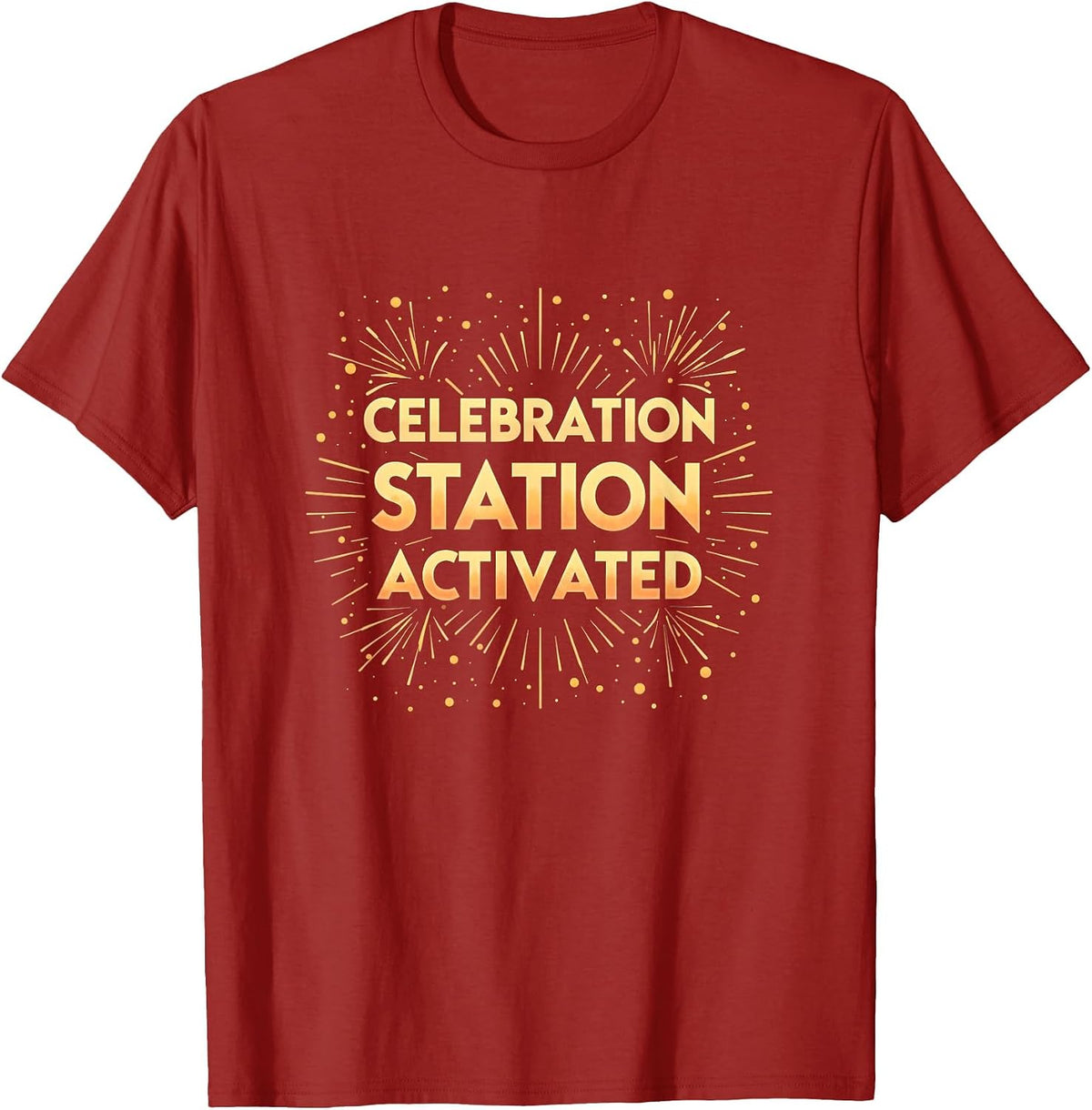Celebration Station Activated New Years Design T-Shirt - Cranberry Red