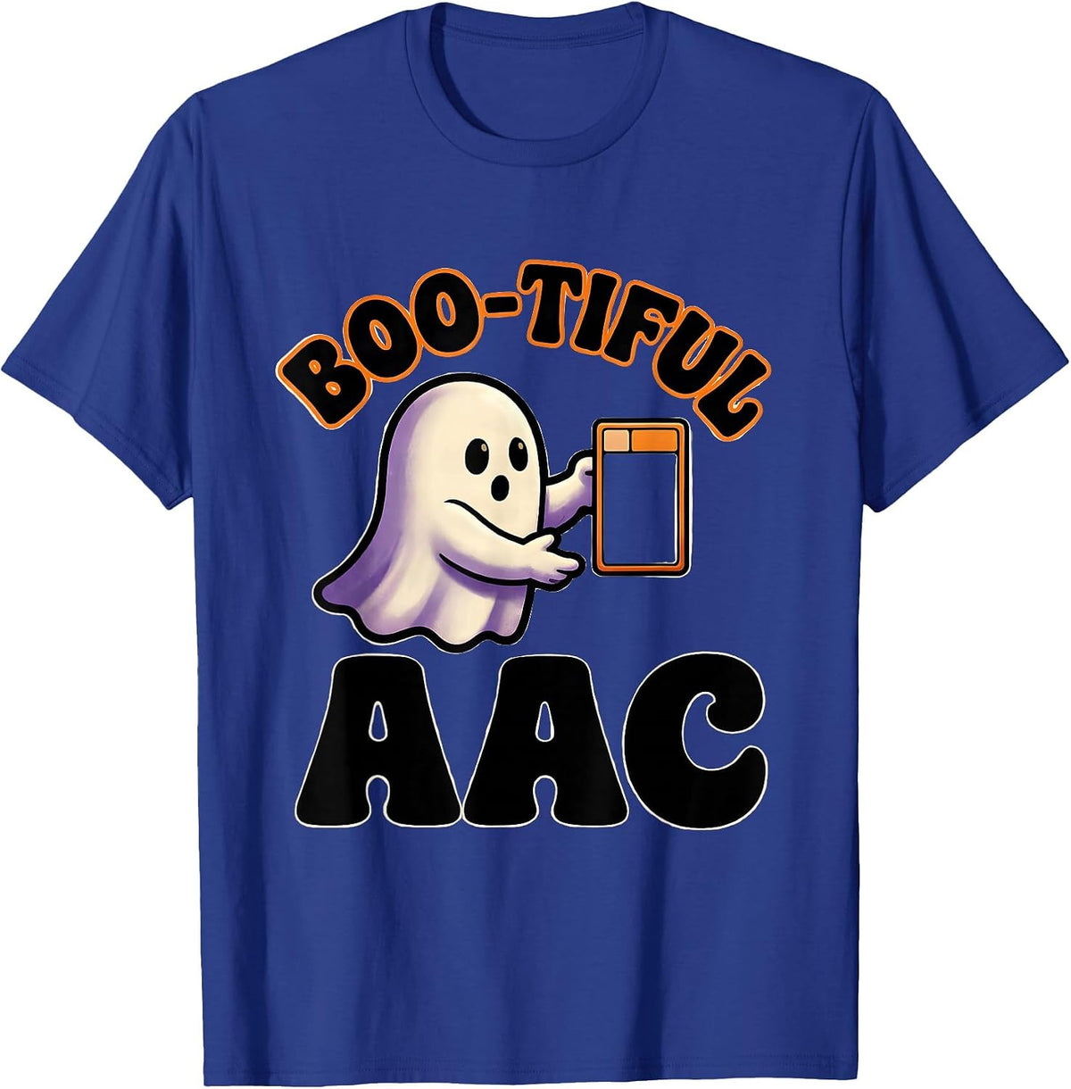 Men's Boo-tiful AAC Funny Ghost Speech Therapy SLP Teacher T-Shirt - Royal Blue