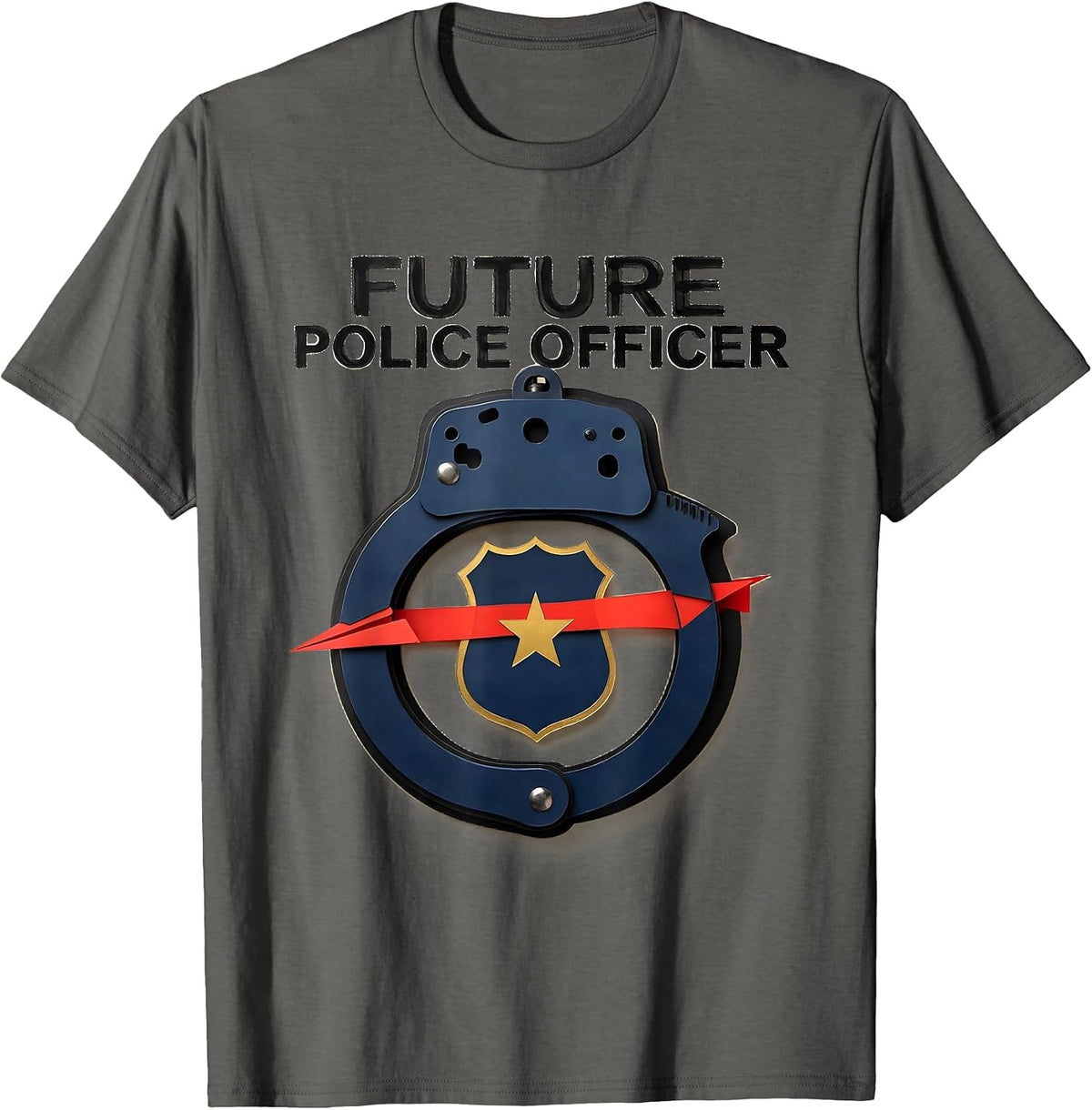 Men's Future Police Officer Playful Kids Costume Party Humor T-Shirt - Asphalt Grey
