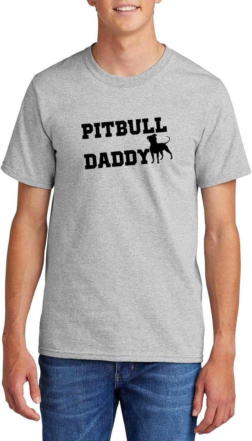 Pitbull Daddy Graphic Top Dog Lover Pit Bull Pet Shirt Cotton Tee Adult Youth Tall Men Women - Mens Crew Ash Grey
