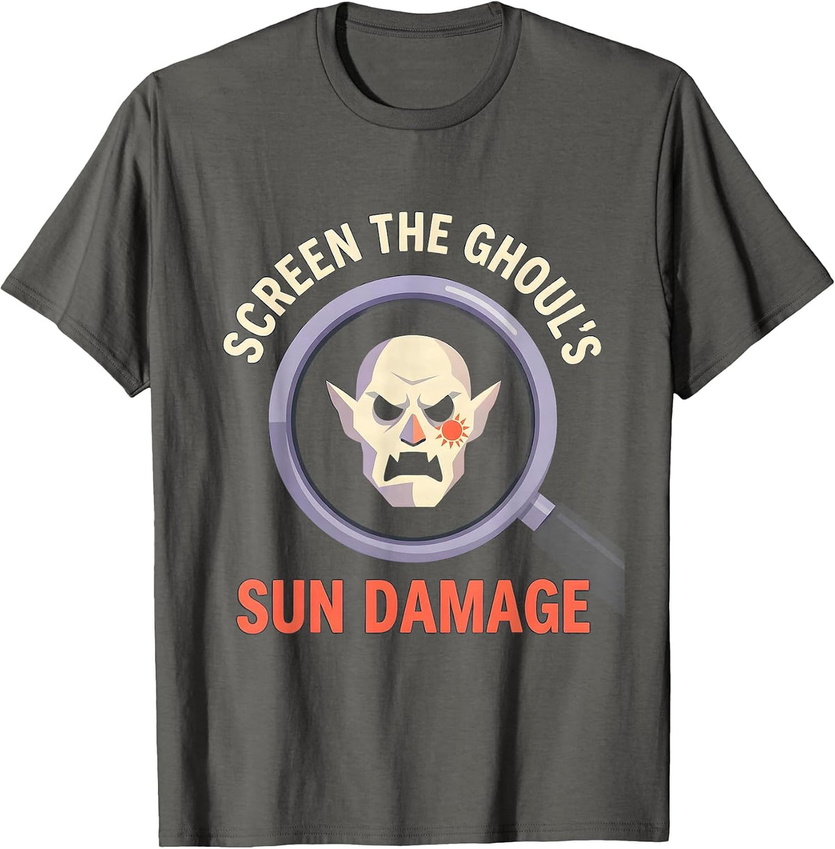 Screen The Ghoul's Sun Damage Funny Dermatology Halloween T-Shirt - Asphalt Grey