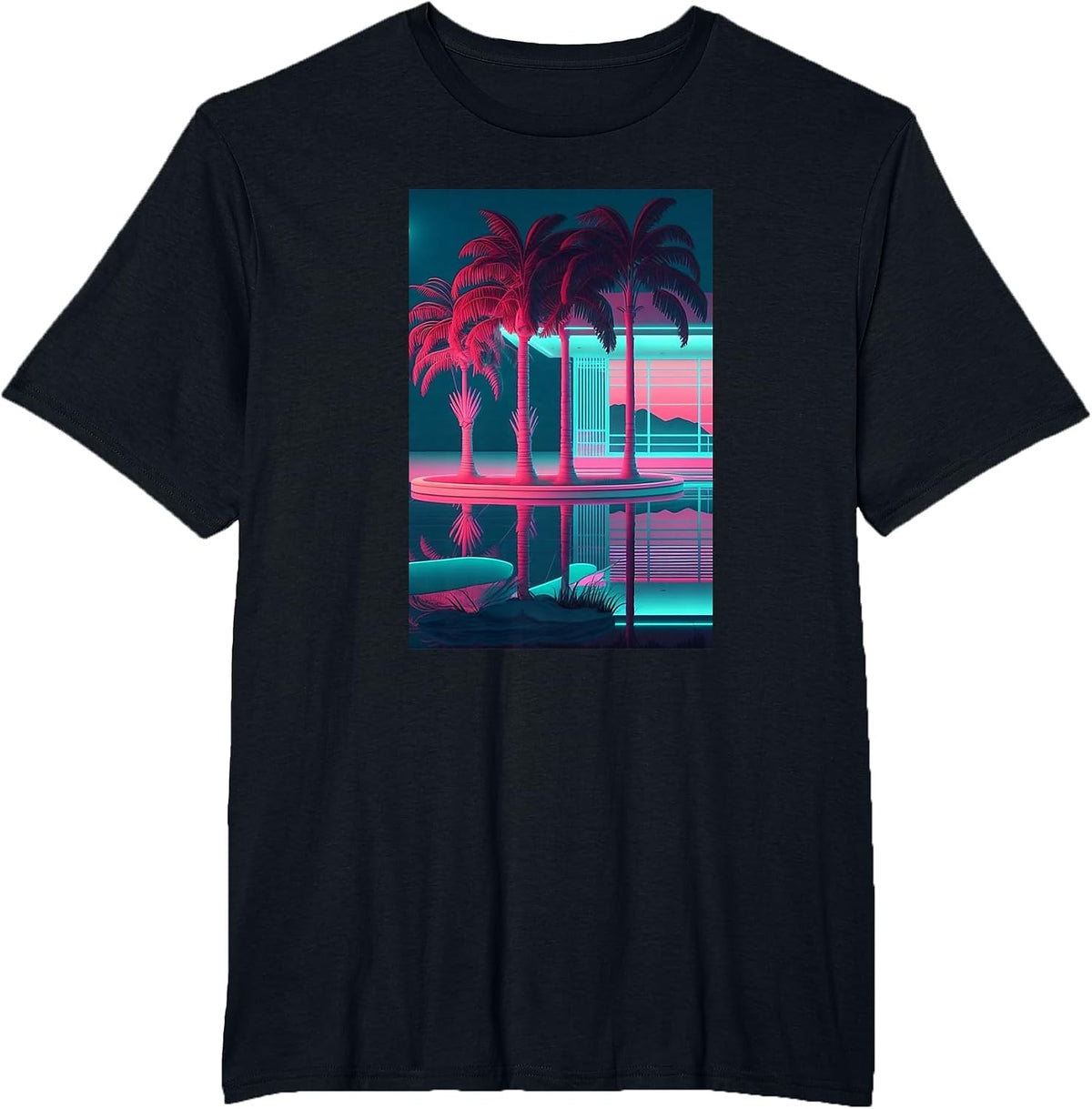 Vaporwave Aesthetic - Trippy Tropical Vapor Wave T-Shirt - Black