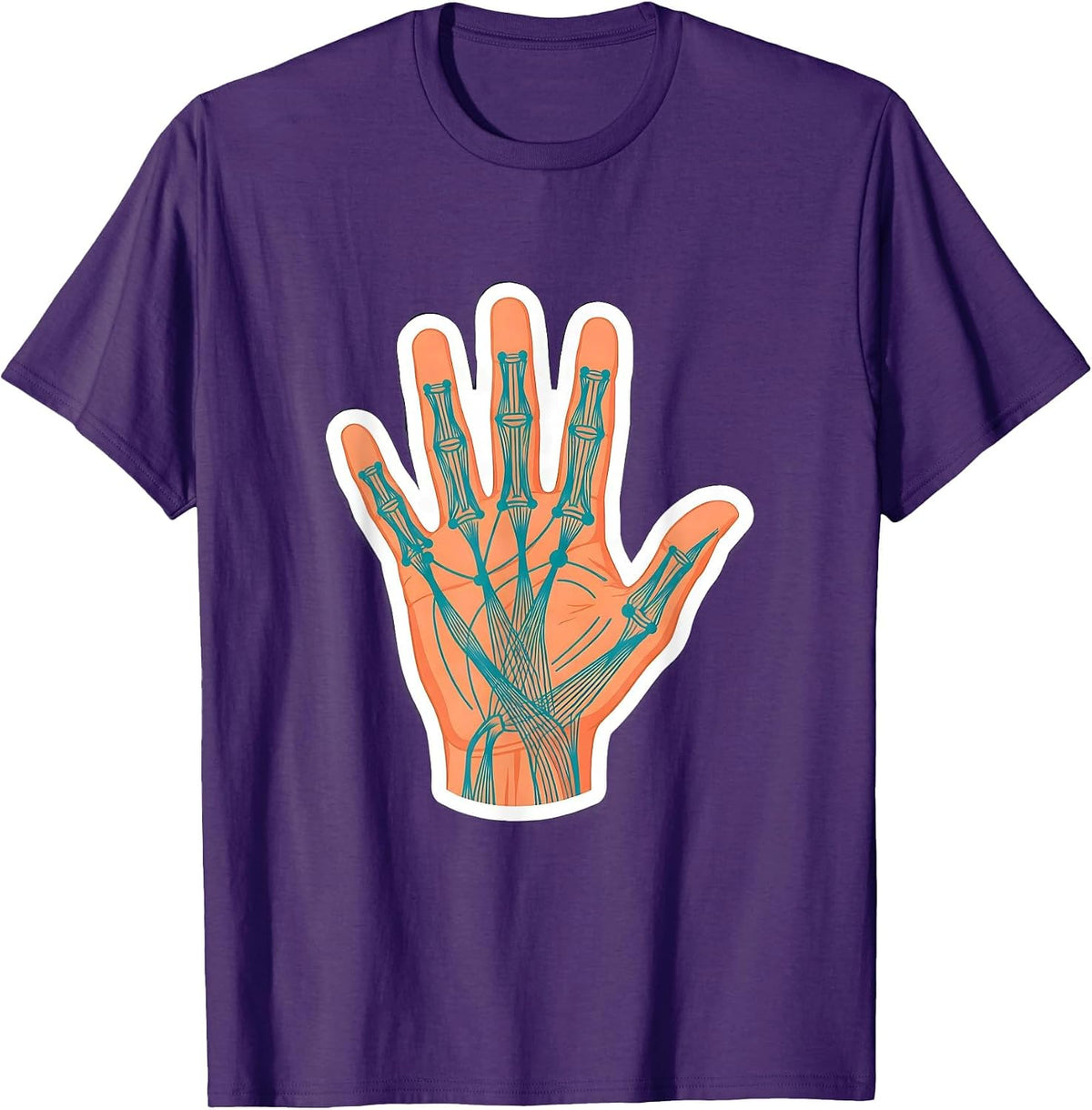 Occupational Therapy Hand Anatomy Illustration T-Shirt - Purple