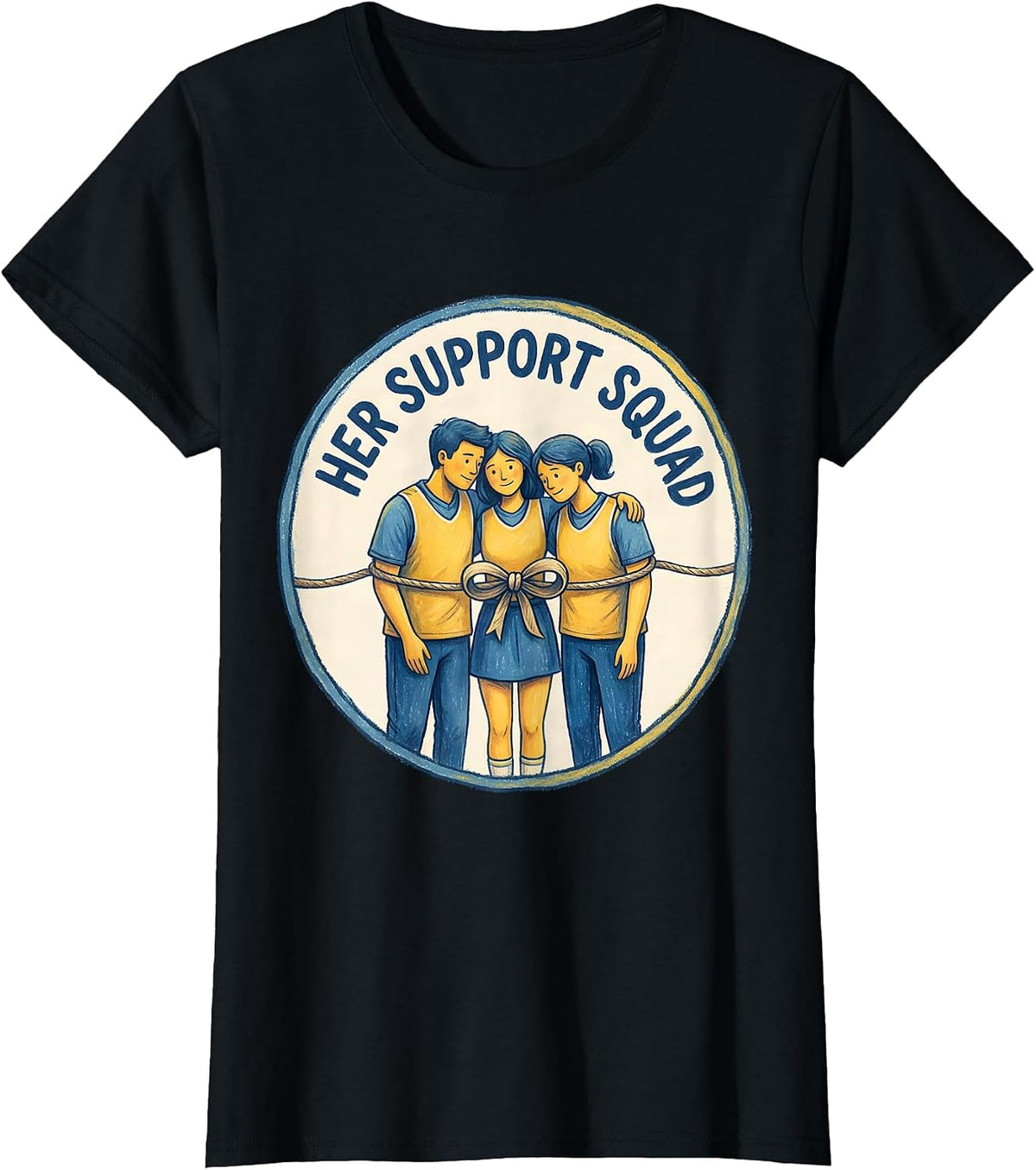 Her Support Squad Storybook Down Syndrome Awareness Homie T-Shirt - Black