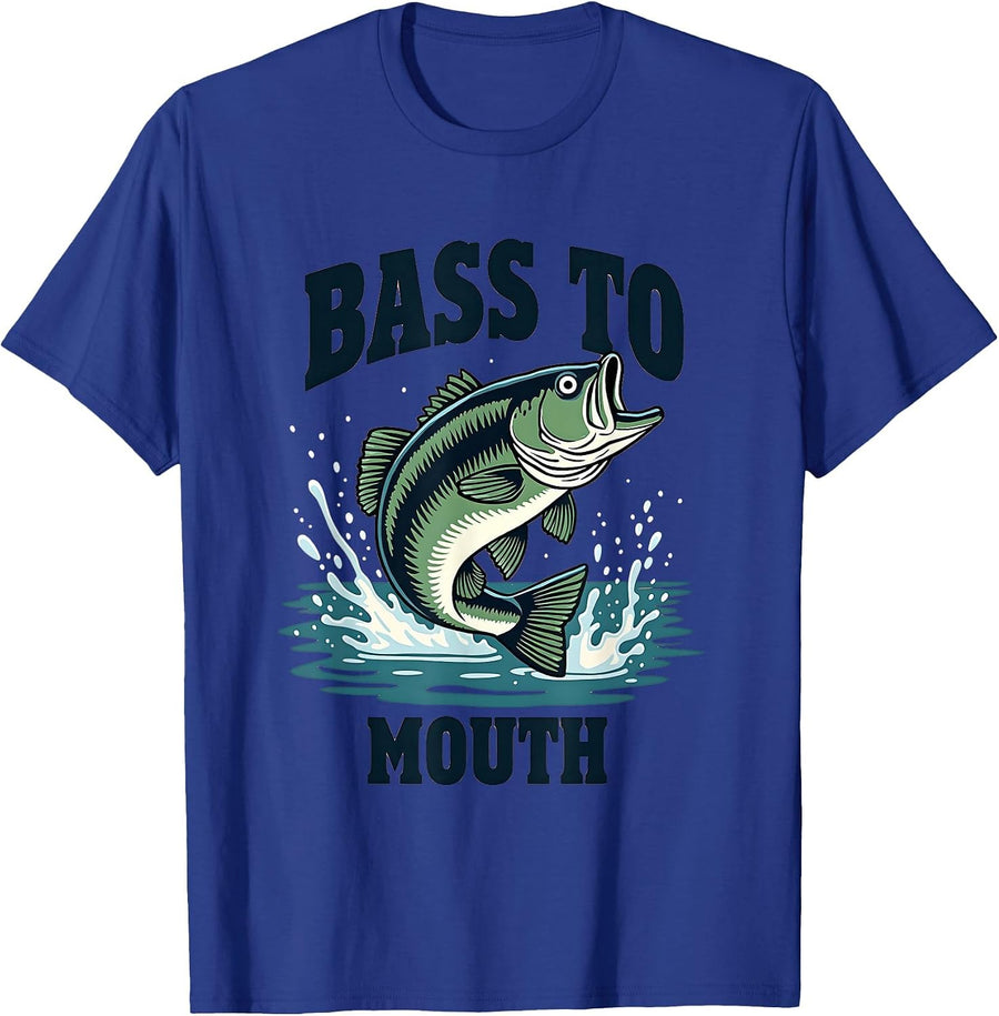 Bass To Mouth Funny Fishing Design T-Shirt - Royal Blue