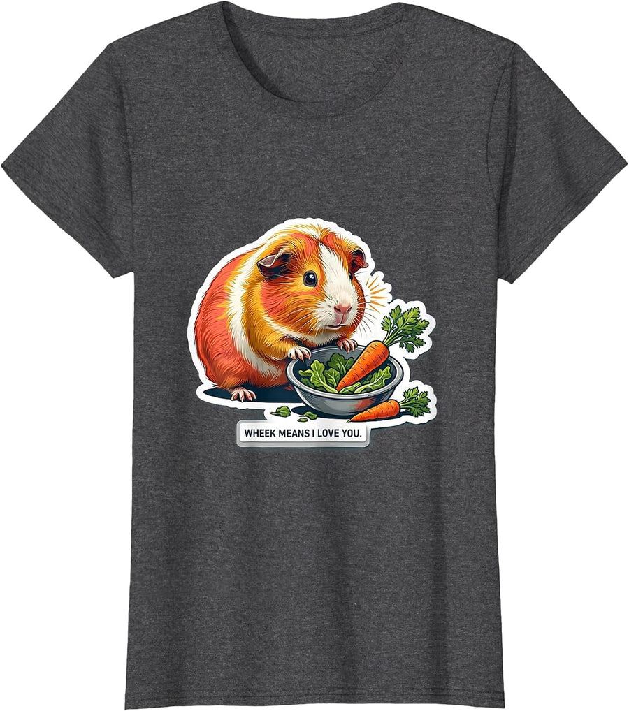 Women's Wheek Means I Love You Funny Guinea Pig Lover Gift T-Shirt - Dark Heather Grey