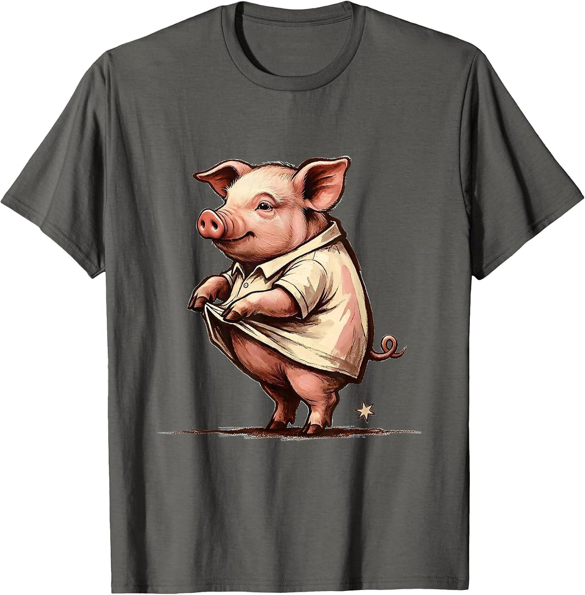 Cheerful Piglet Storybook Pig Lover Halloween Costume T-Shirt - Asphalt Grey