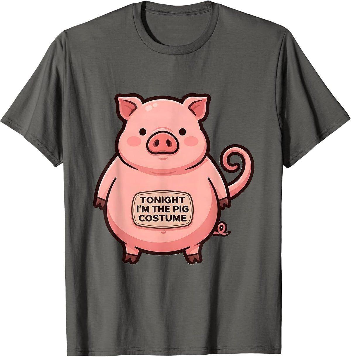 Tonight I’m The Pig Costume Cute Kawaii Halloween Family T-Shirt - Asphalt Grey