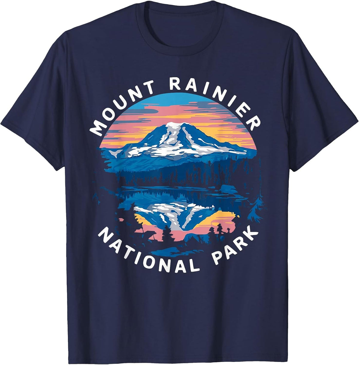 Mount Rainier Hiking Road Trip Seattle T-Shirt - Navy Blue