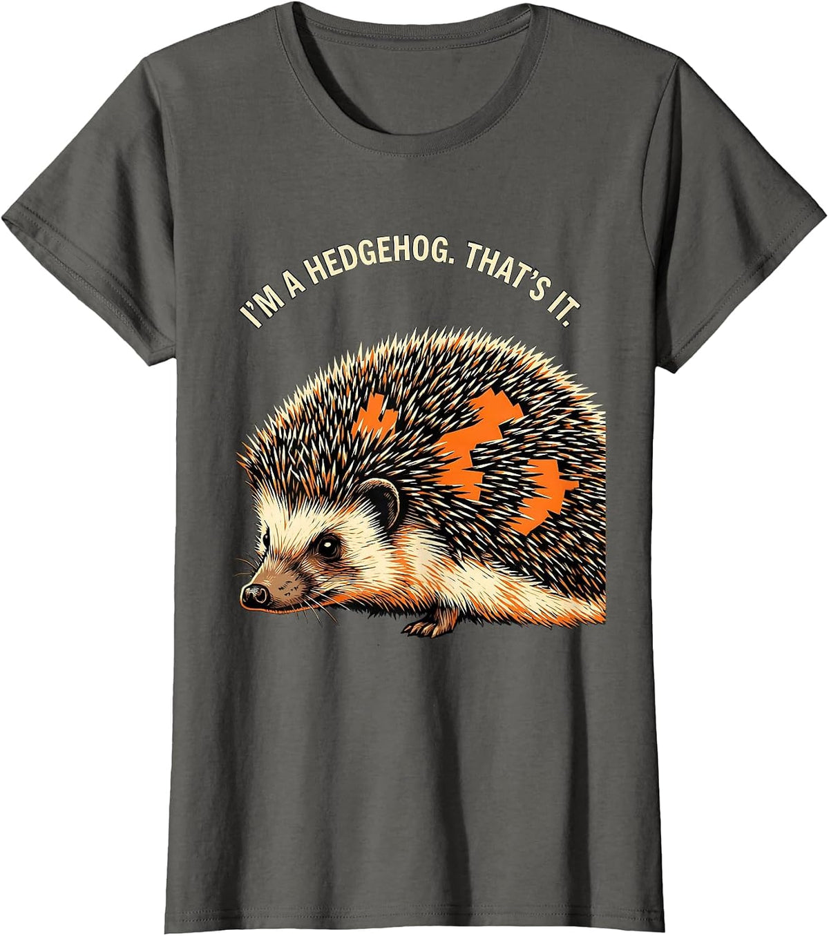 Women's I'm A Hedgehog That's It Stencil Graphic Halloween DIY T-Shirt - Asphalt Grey