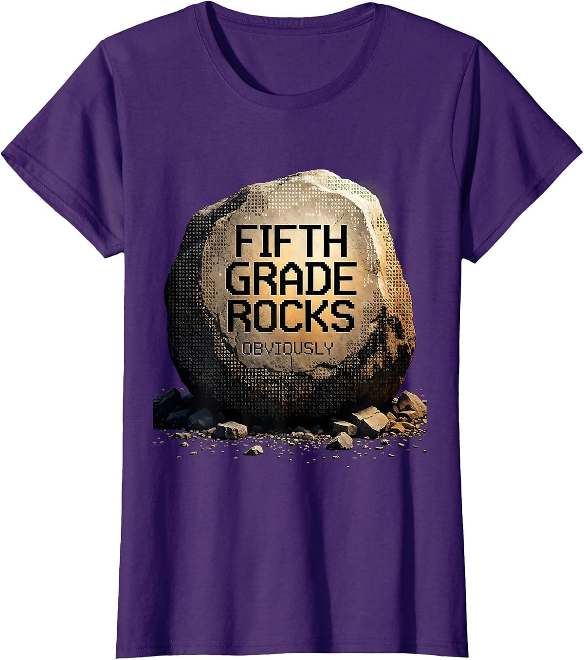 Women's Fifth Grade Rocks Teacher Graphic Design T-Shirt - Purple