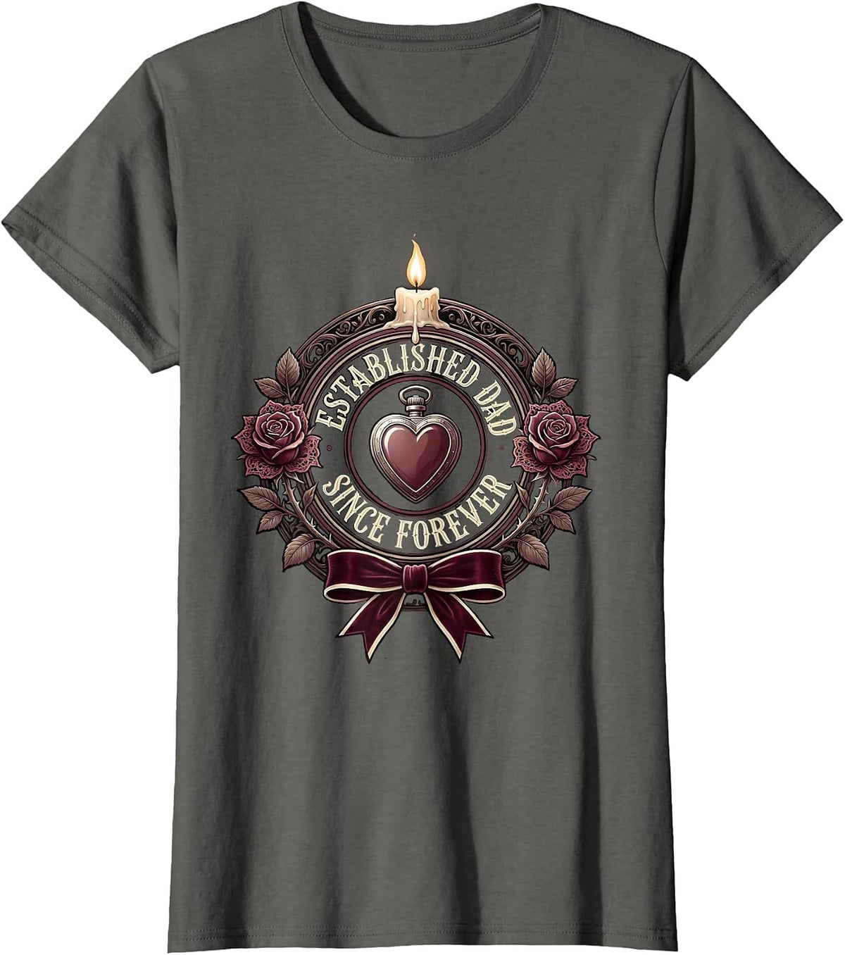 Women's Established Dad Since Forever Funny Father Design T-Shirt - Asphalt Grey