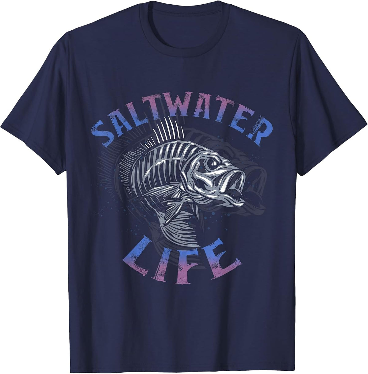 Saltwater Life Fishing Great Graphic T-Shirt - Navy Blue