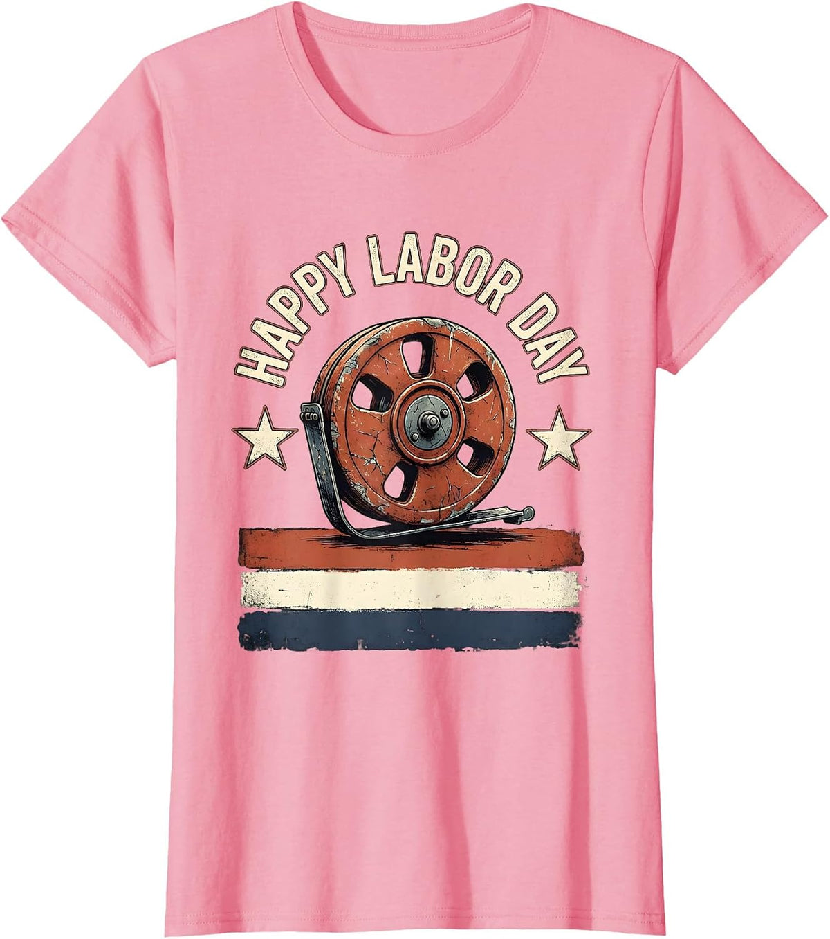Women's Happy Labor Day Distressed Patriotic Union Worker Pride T-Shirt - Pink