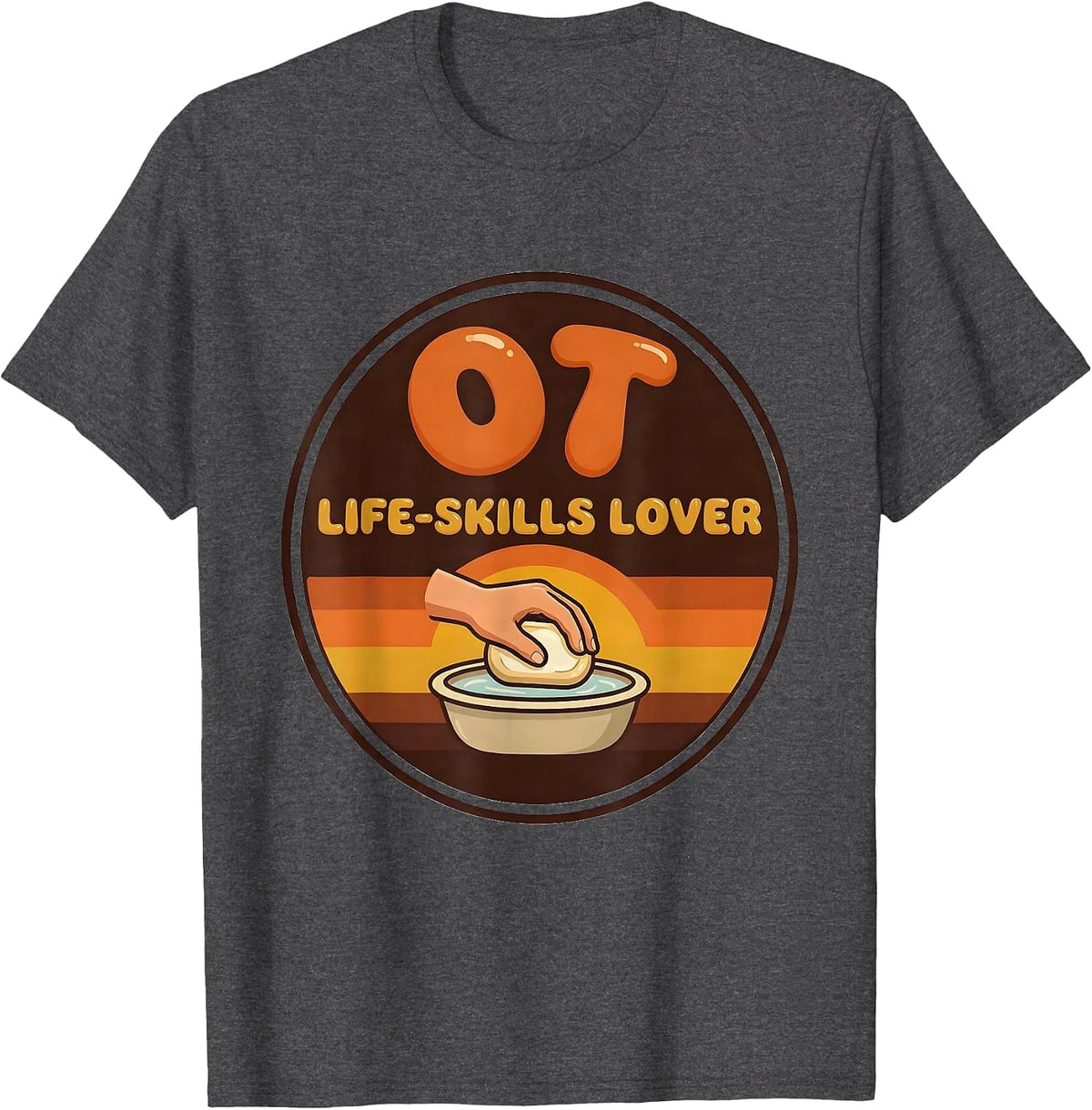 OT, Life-Skills Lover Retro Occupational Therapy T-Shirt - Dark Heather Grey