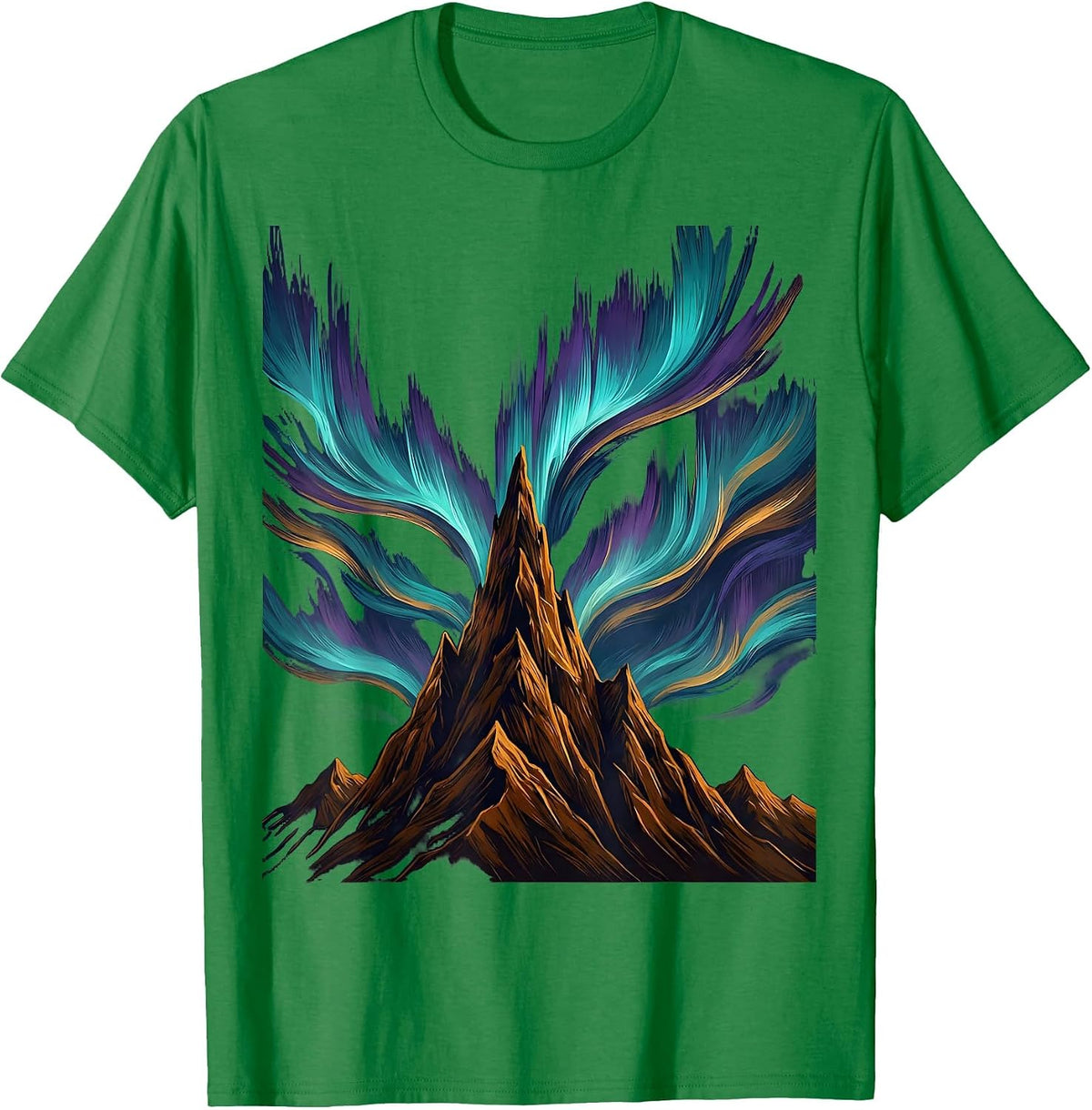 Men's Autism Awareness Northern Lights Mountain Peak T-Shirt - Kelly Green