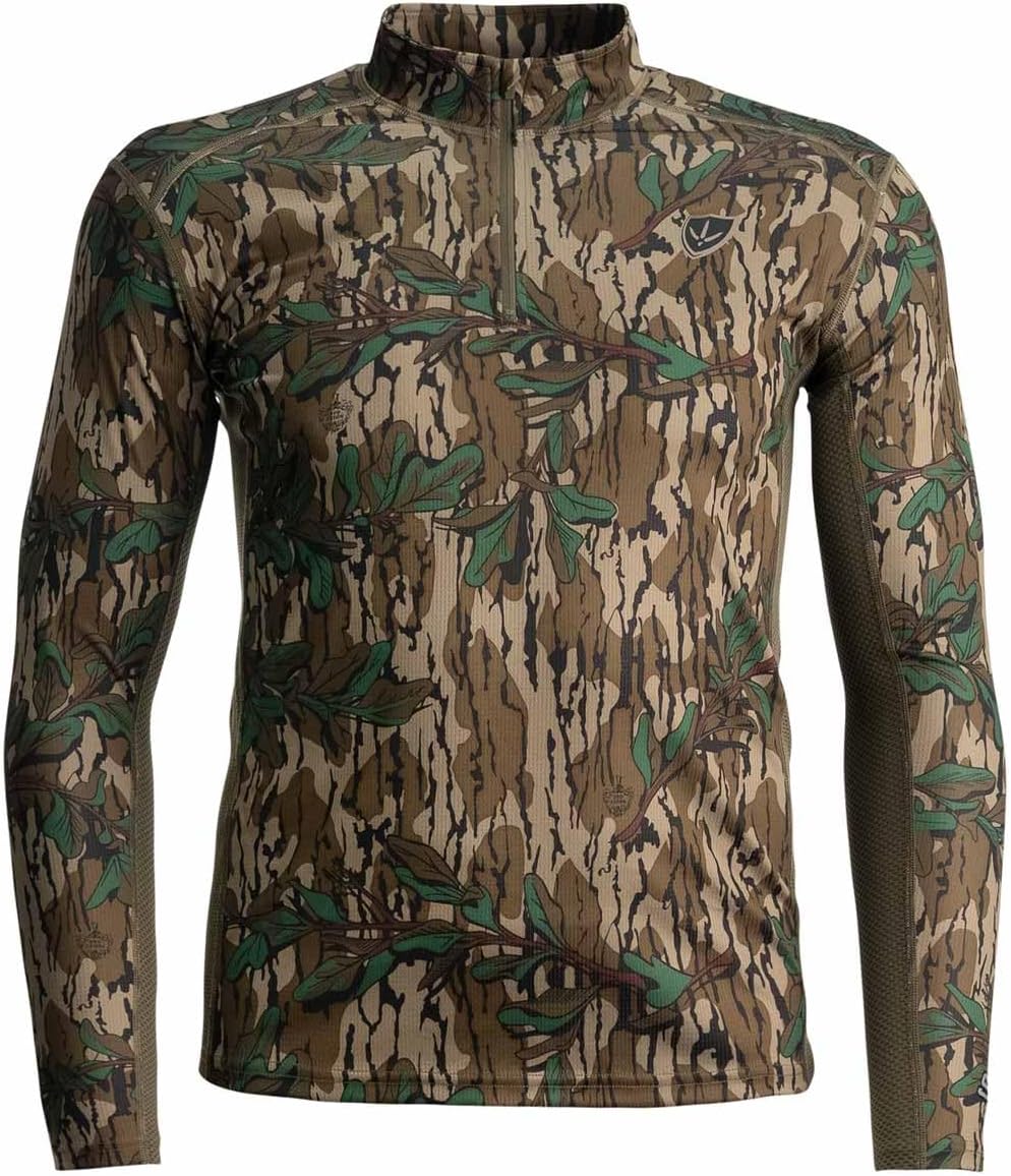 BLOCKER OUTDOORS Finisher Turkey Hunting 1/4 Zip Moisture Wicking Performance Long Sleeve Shirt - Mo Greenleaf