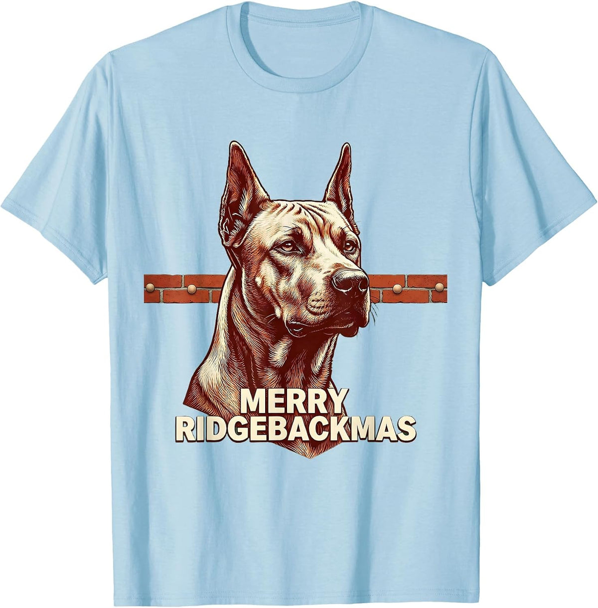 Men's Merry Ridgebackmas Funny Rhodesian Ridgeback Dog Christmas T-Shirt - Baby Blue