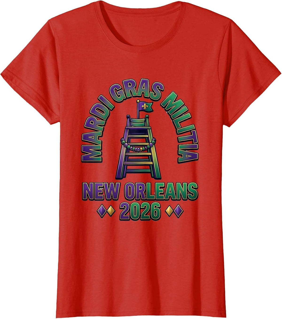Mardi Gras Militia New Orleans 2026 Carnival Party Souvenir T-Shirt - Red