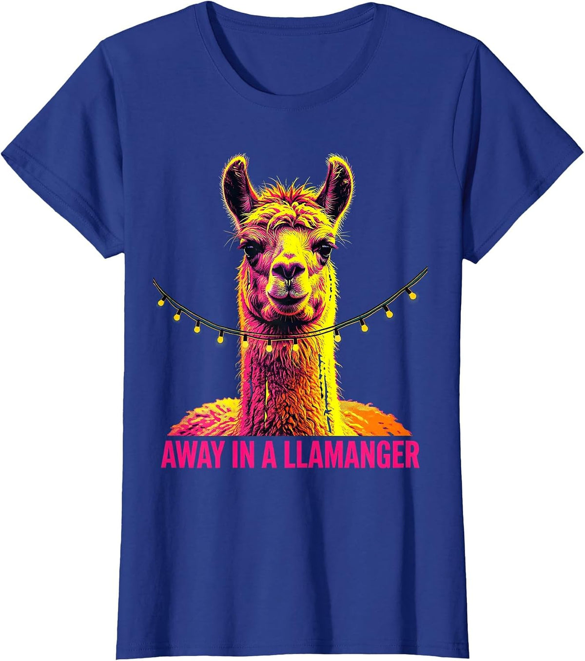 Women's Away In A Llamanger Funny Llama Christmas Animal Lover T-Shirt - Royal Blue