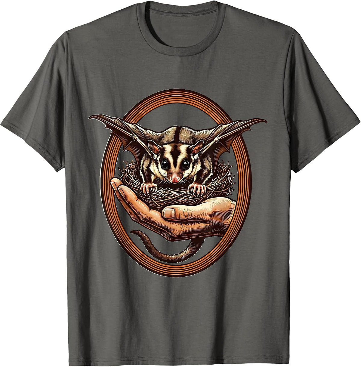 Sugar Glider Bold Outline Pet Lover Humor T-Shirt - Asphalt Grey