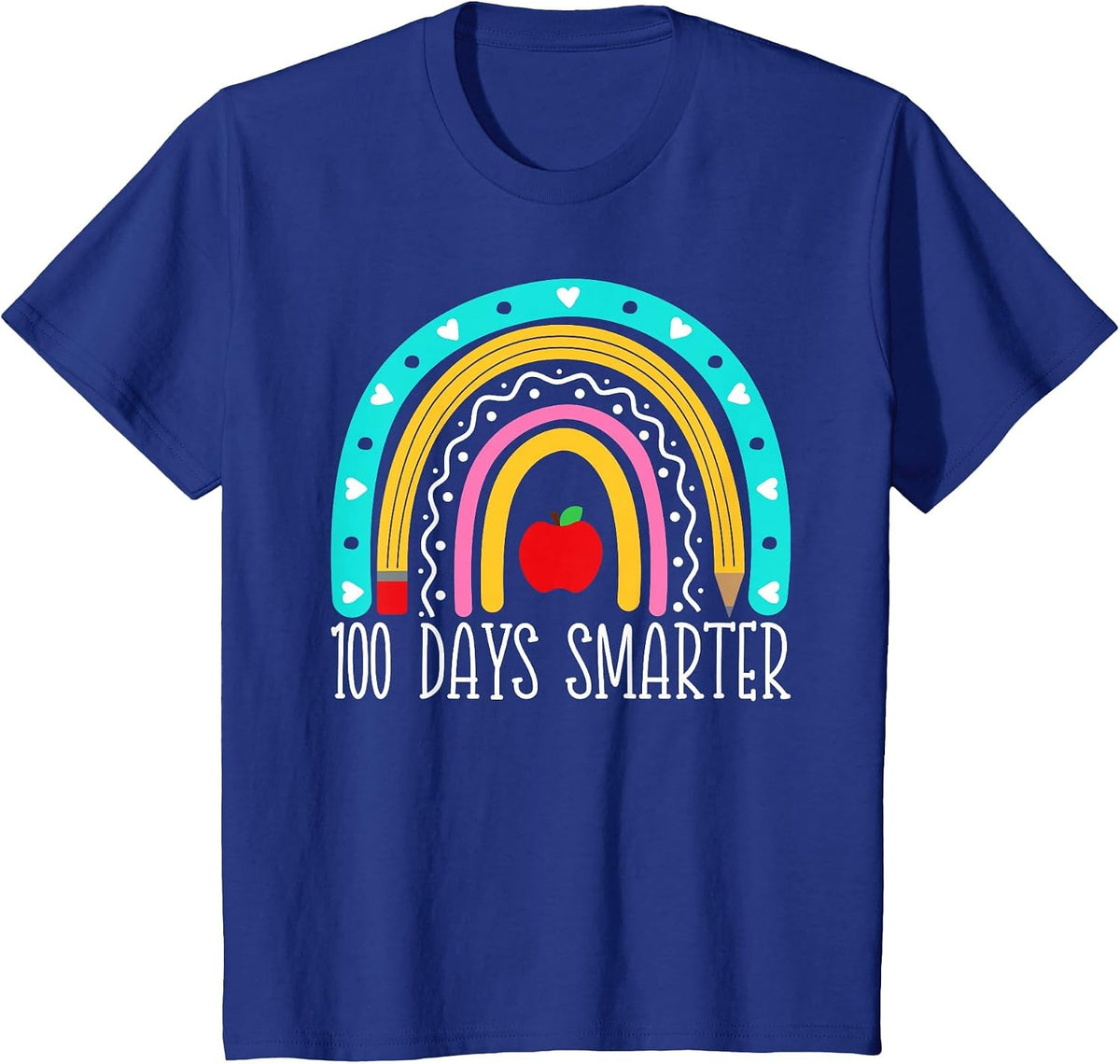100 Days Smarter Kids Rainbow 100th Day of School Teacher T-Shirt - Royal Blue