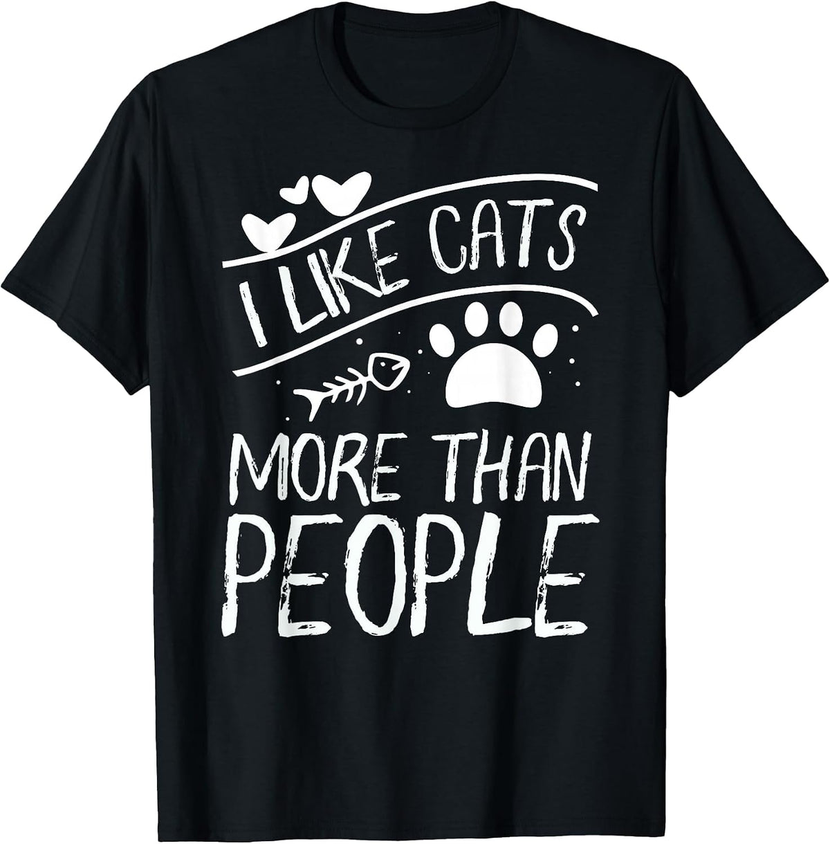 Cat Lover Tee | I Like Cats More Than People T-Shirt T-Shirt - Black