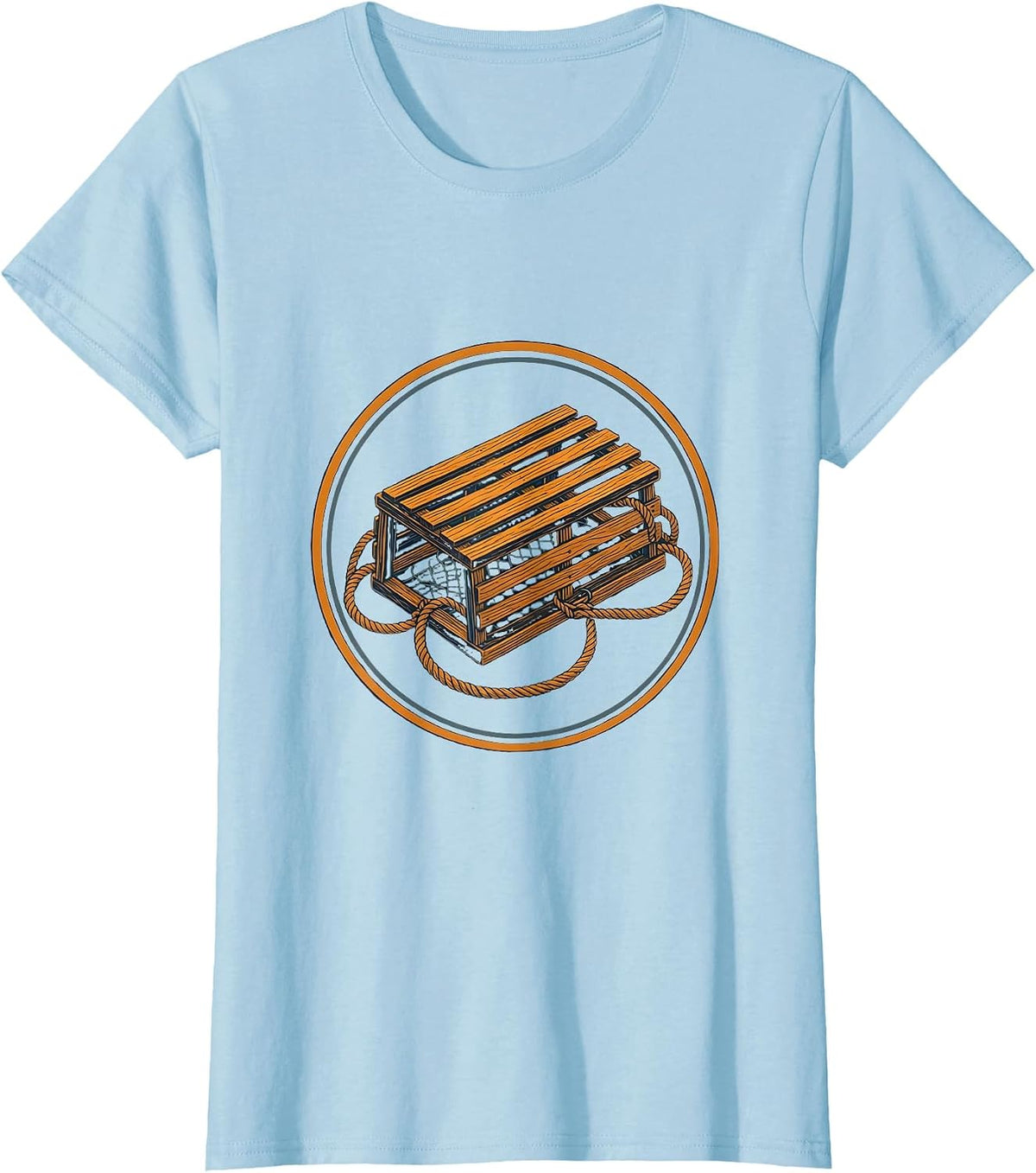 Maine Lobster Trap Illustration T-Shirt - Baby Blue