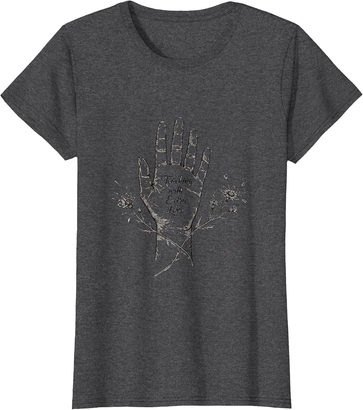 Women's Teaching With Extra Love Special Education Design T-Shirt - Dark Heather Grey