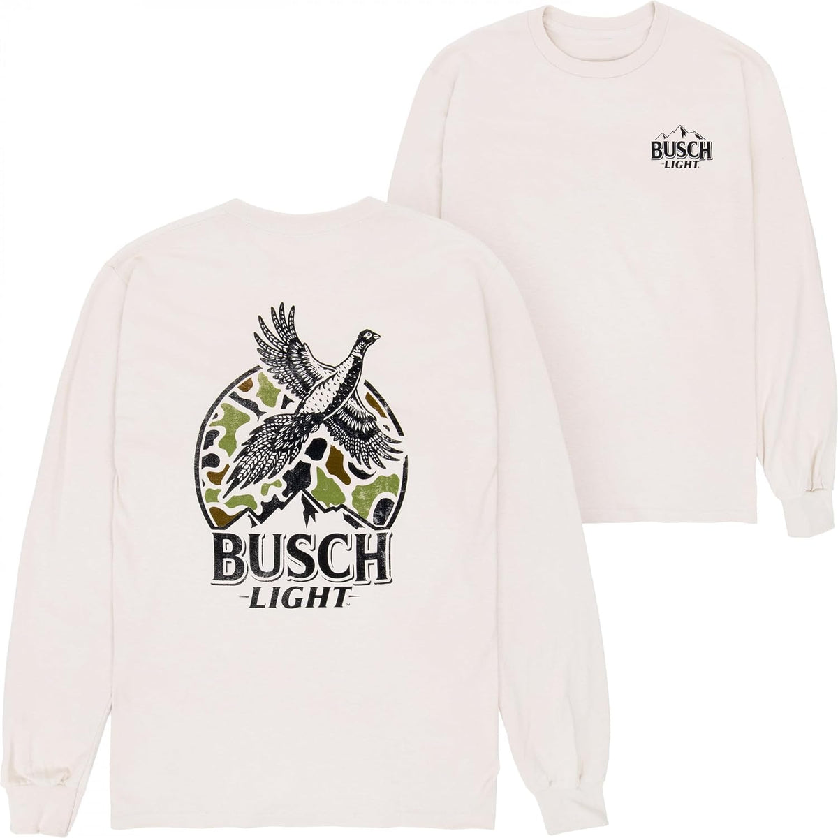 Brew City Busch Light Pheasant Hunting Long Sleeve Shirt - White