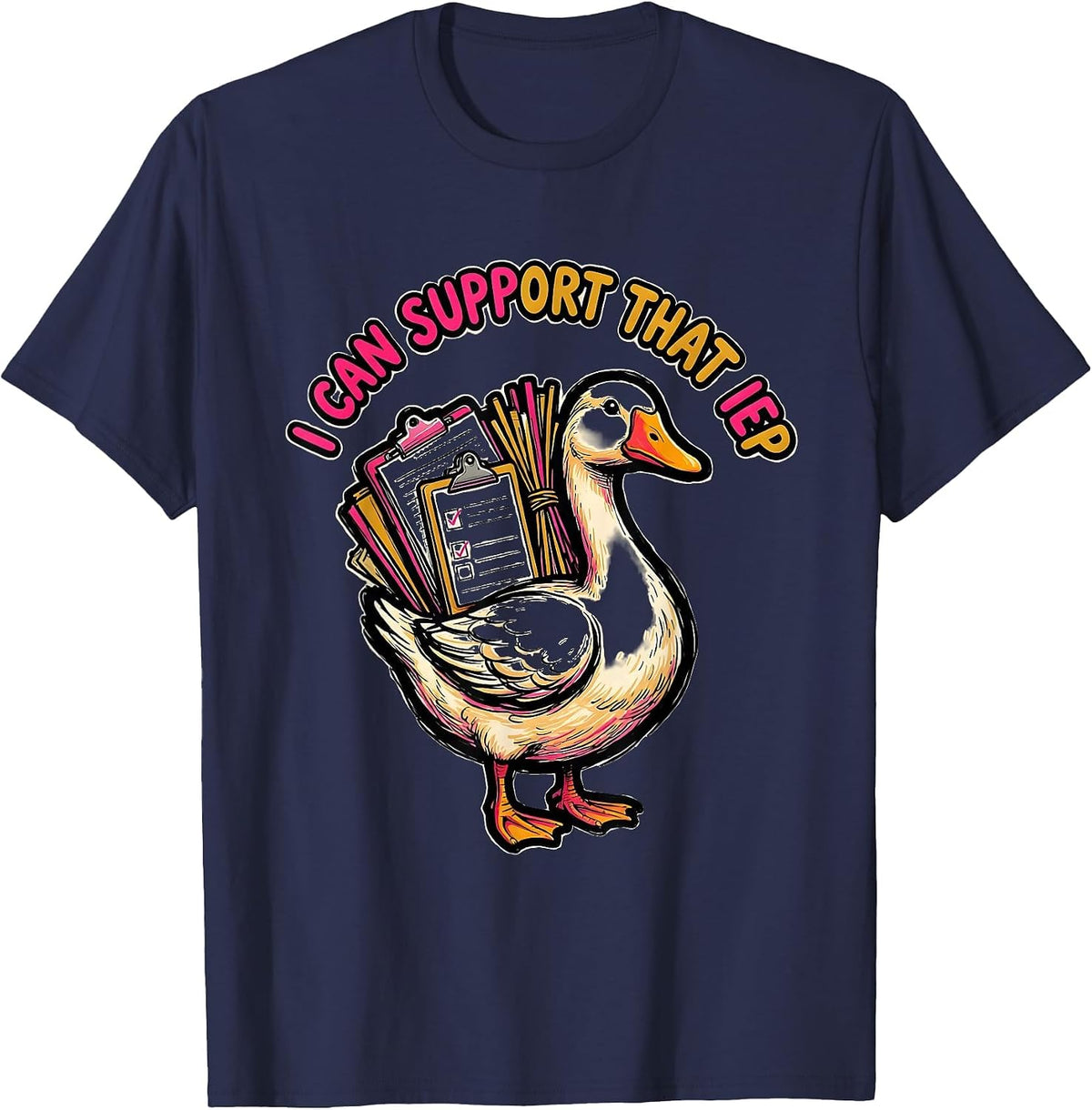 Men's I Can Support That IEP Funny Special Education Teacher SPED T-Shirt - Navy Blue