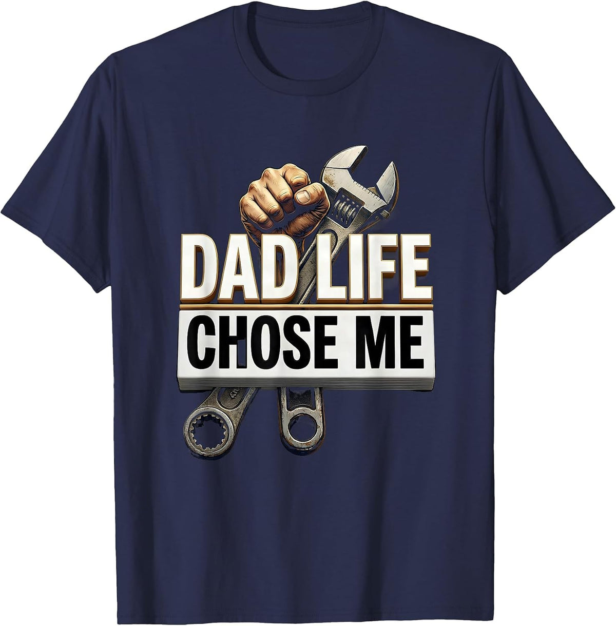 Men's Dad Life Chose Me Funny Father Design T-Shirt - Navy Blue