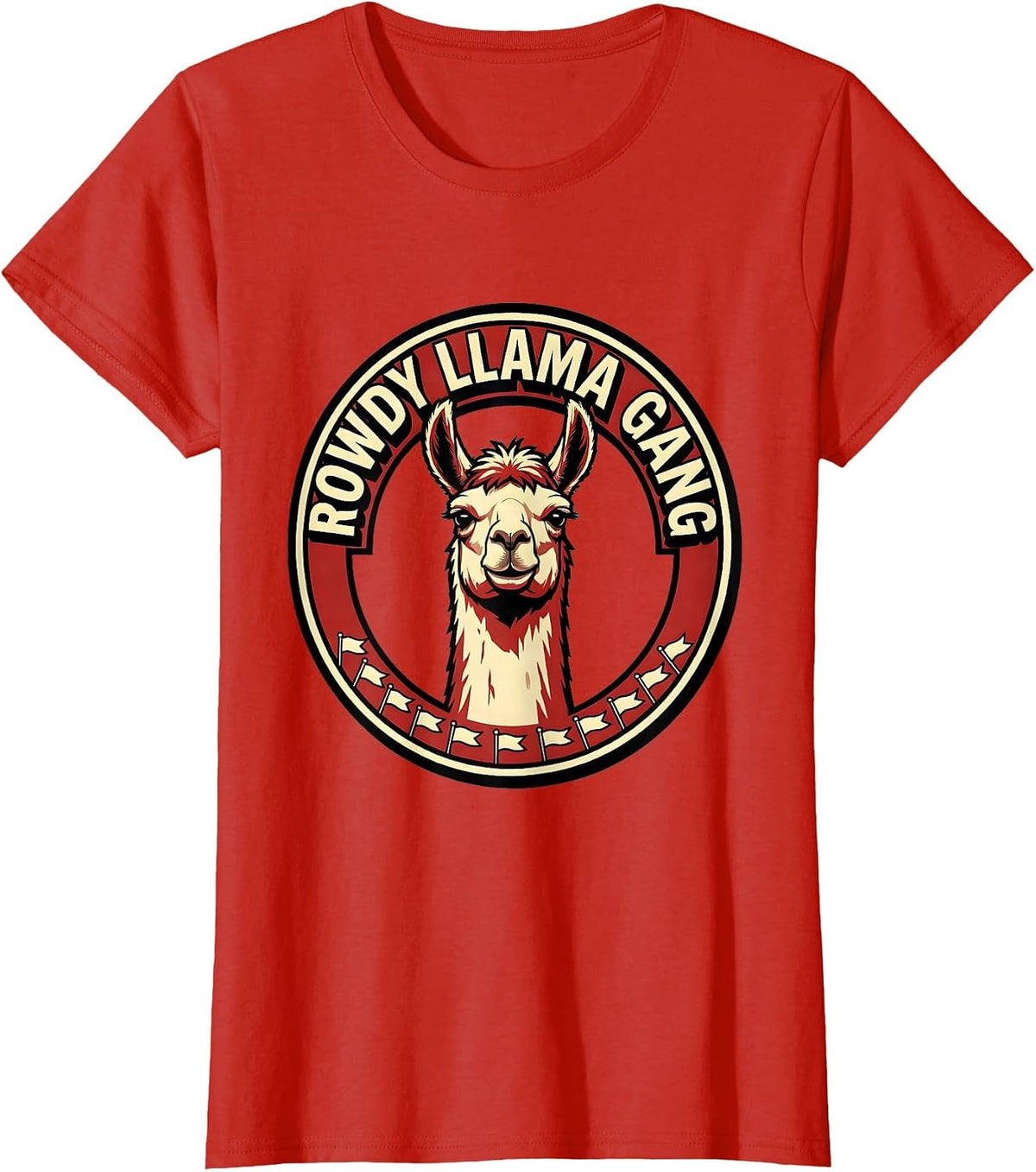 Rowdy Llama Gang Funny Llama Lover Novelty Gift T-Shirt - Red