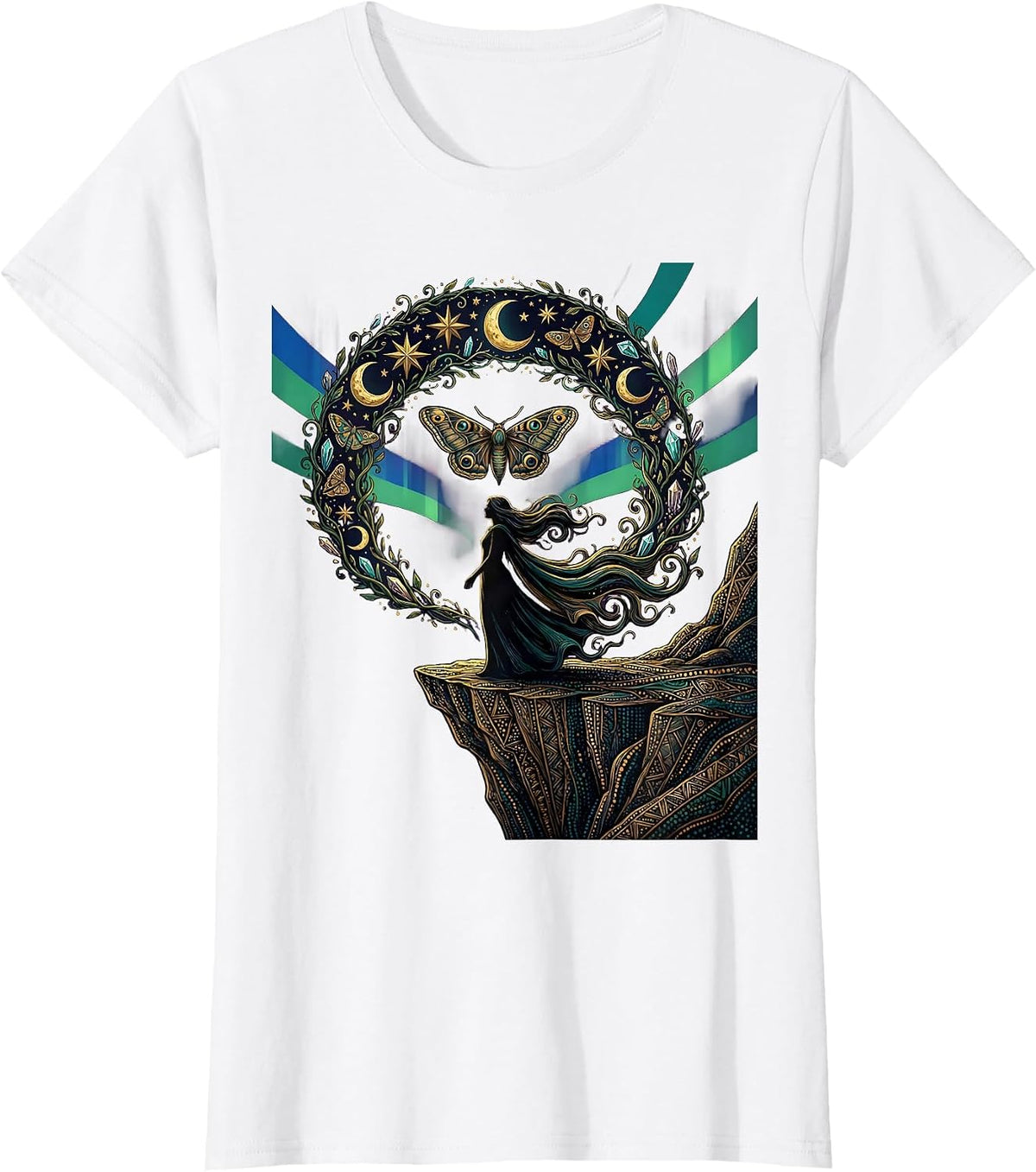 Autism Aurora Borealis Cliff Watching Design T-Shirt - White