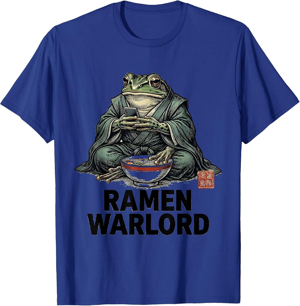 Men's Ramen Warlord Grumpy Frog Japanese Art Anime Meme T-Shirt - Royal Blue