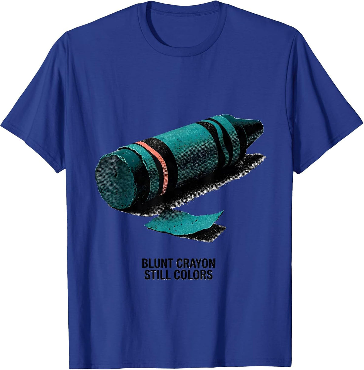 Men's Blunt Crayon Still Colors Screenprint Teacher Mental Health T-Shirt - Royal Blue