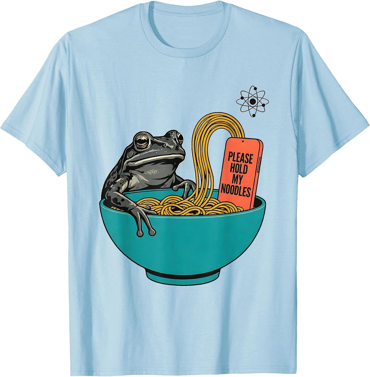 Men's Please Hold My Noodles Funny Grumpy Frog Japanese Art Ramen T-Shirt - Baby Blue
