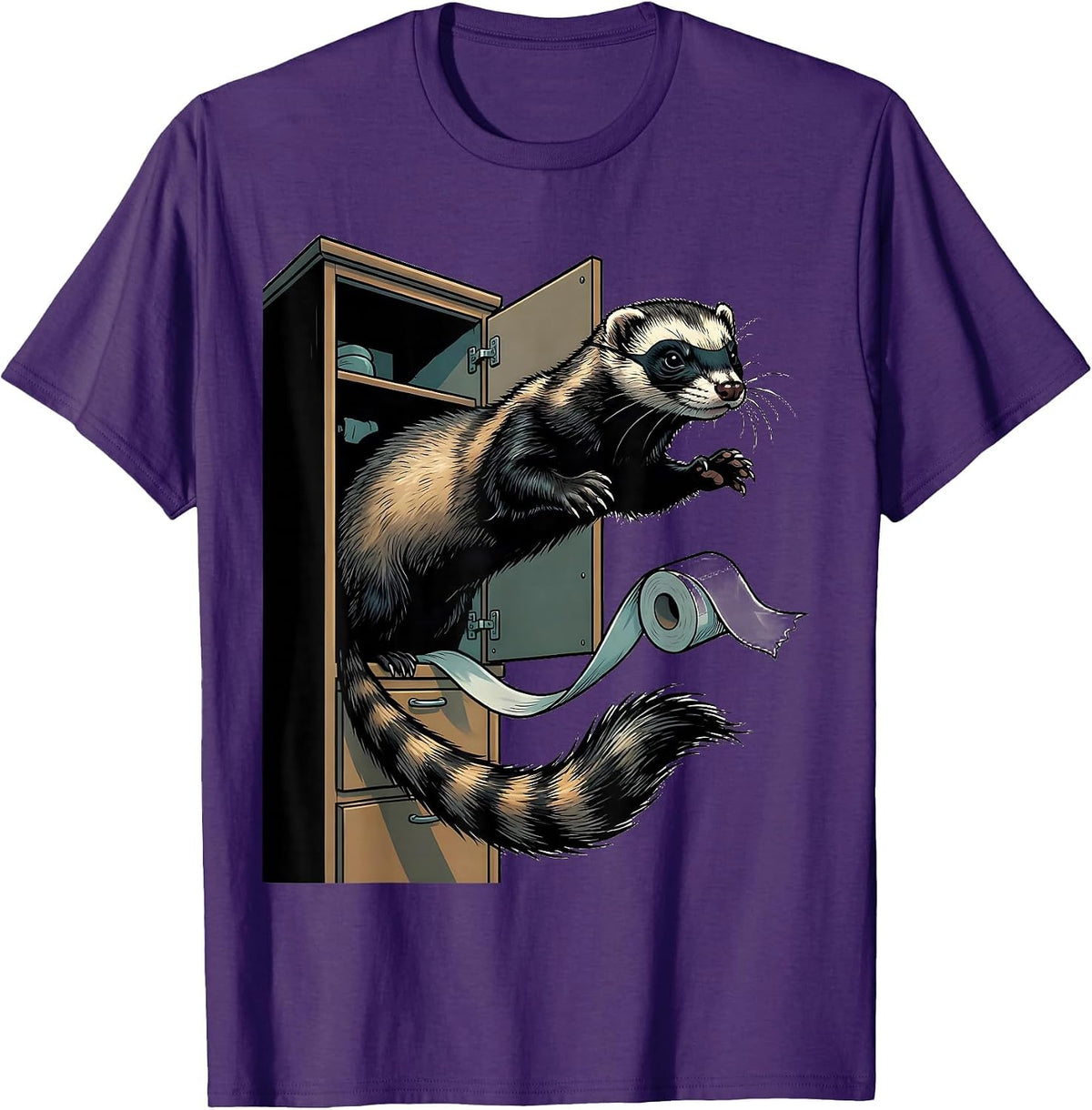 Men's Masked Ferret Bathroom Humor Ferret Lover Gift T-Shirt - Purple