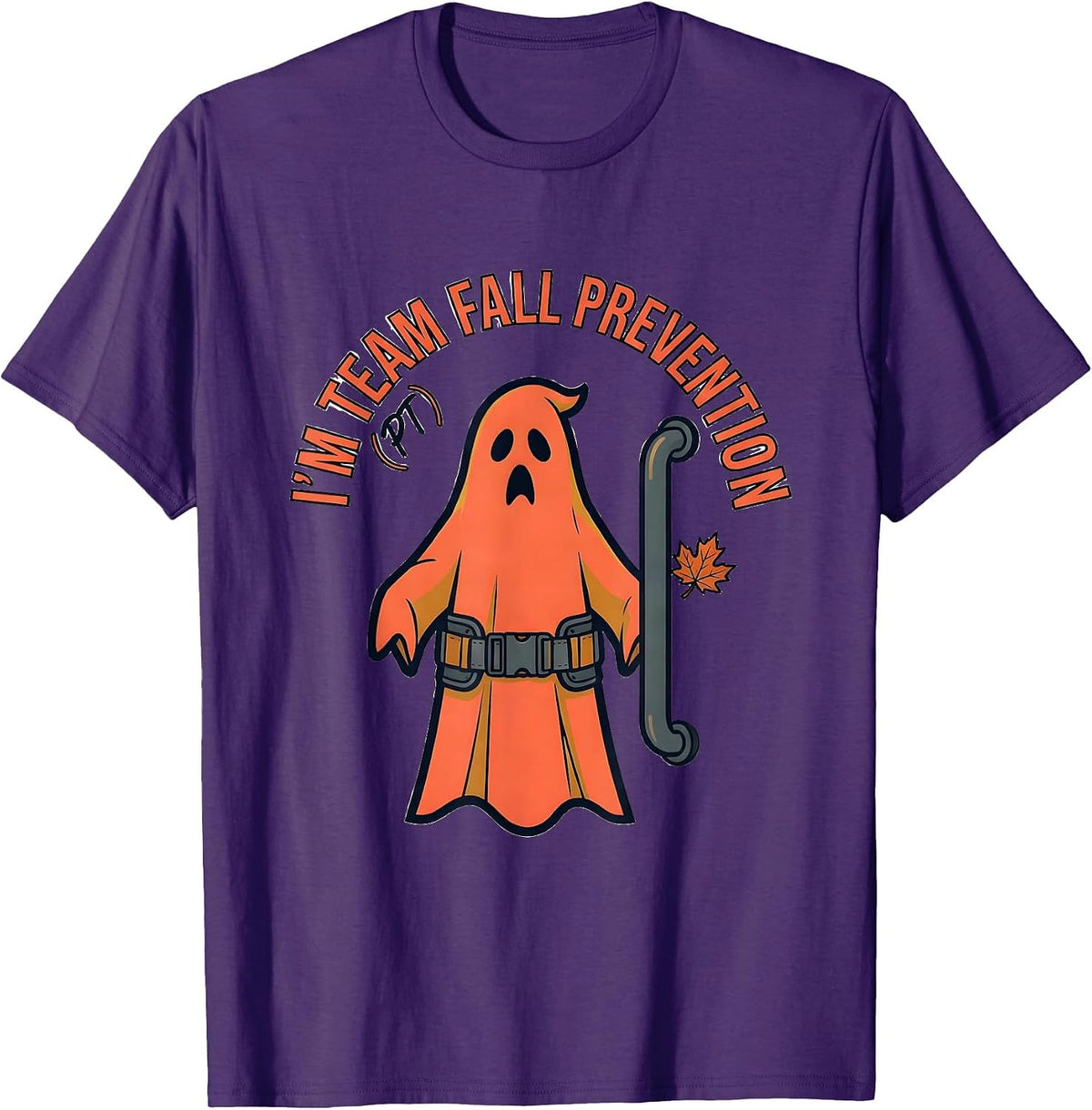 I’m Team Fall Prevention PT Funny Ghost Halloween Physical T-Shirt - Purple