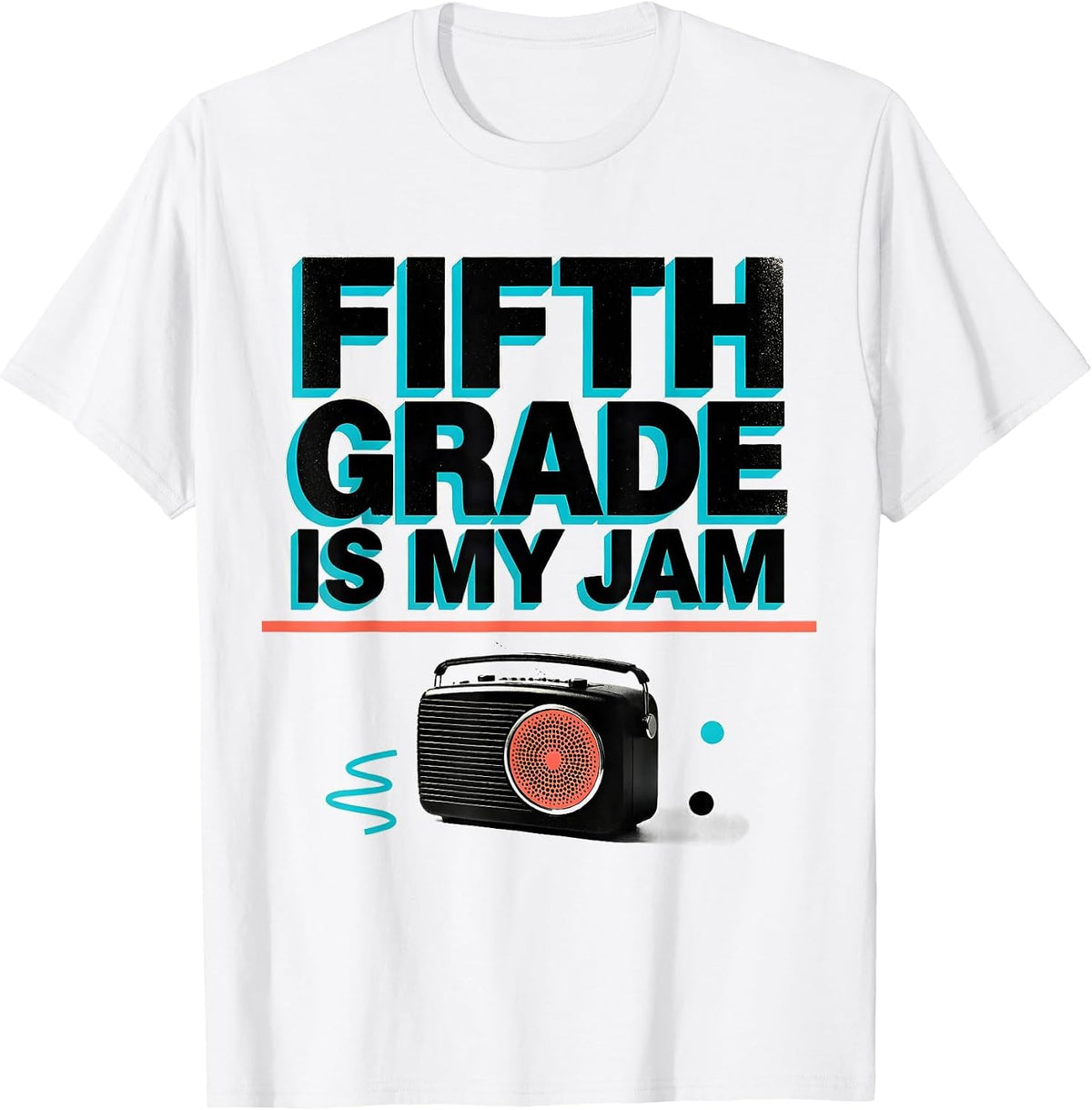 Men's Fifth Grade Is My Jam Retro Memphis Postmodern Back T-Shirt - White
