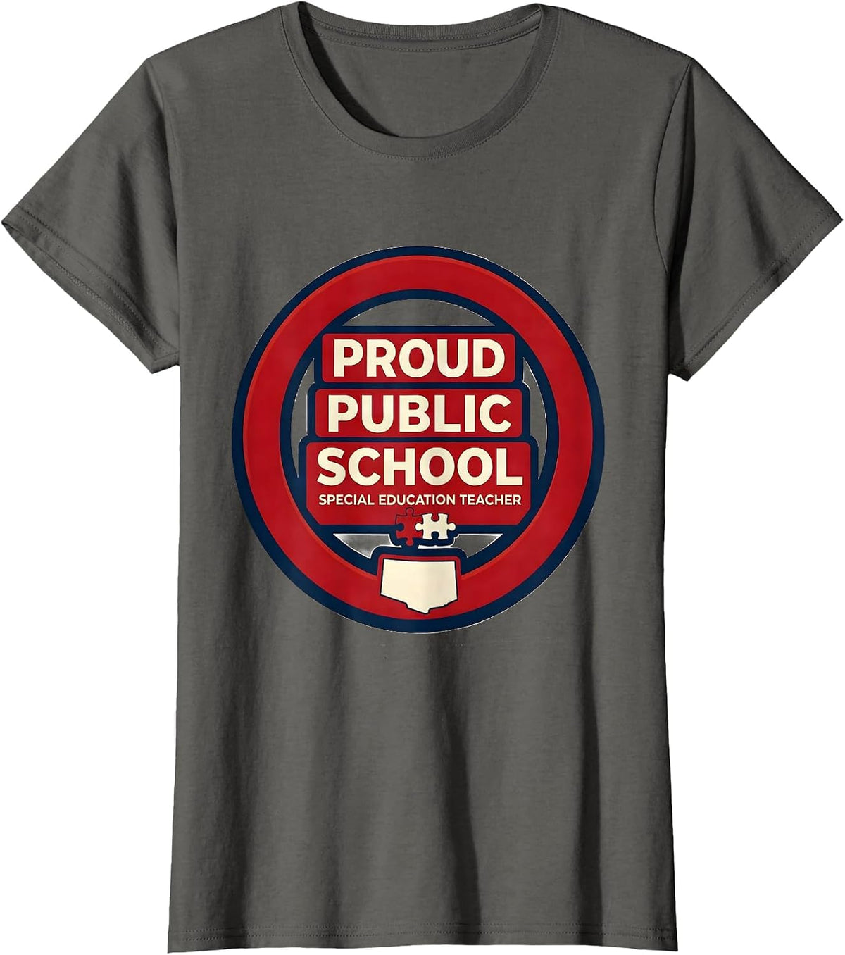 Women's Proud Public School Special Education Teacher Educator T-Shirt - Asphalt Grey