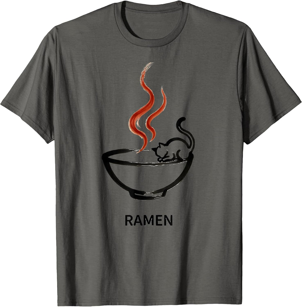 Men's RAMEN Kawaii Anime Cat Japanese Humor Funny Gift T-Shirt - Asphalt Grey