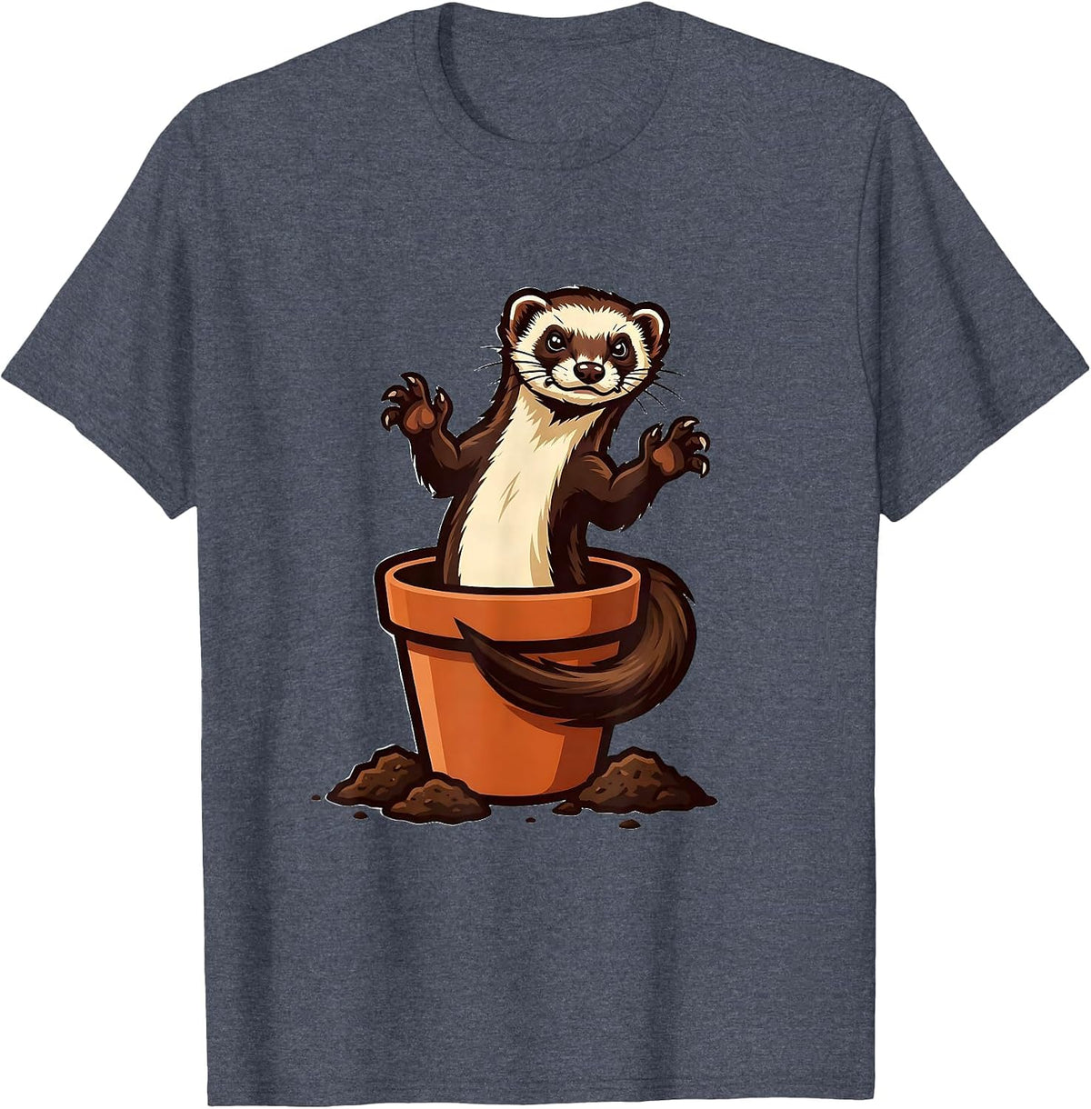 Ferret Mascot Funny Ferret Lover Gift T-Shirt - Heather Blue