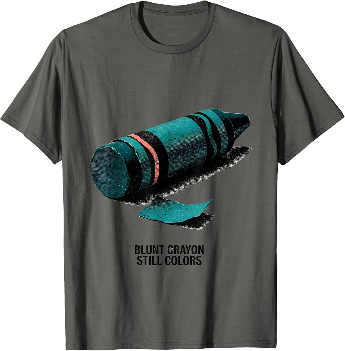 Men's Blunt Crayon Still Colors Screenprint Teacher Mental Health T-Shirt - Asphalt Grey