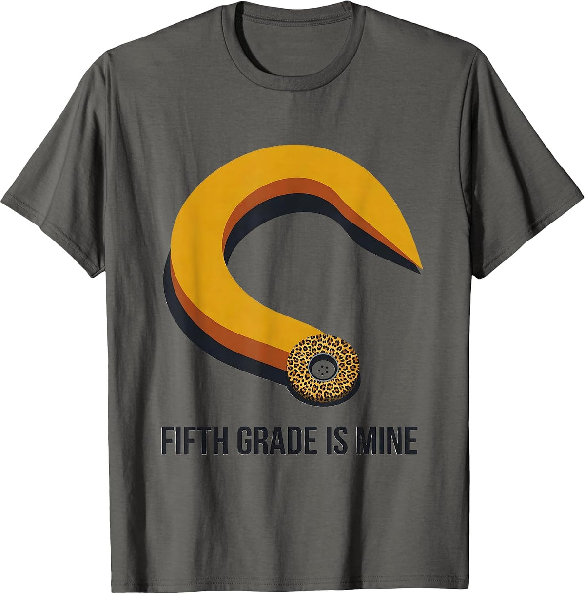 Fifth Grade Is Mine Midcentury Modern Leopard Print Teacher T-Shirt - Asphalt Grey