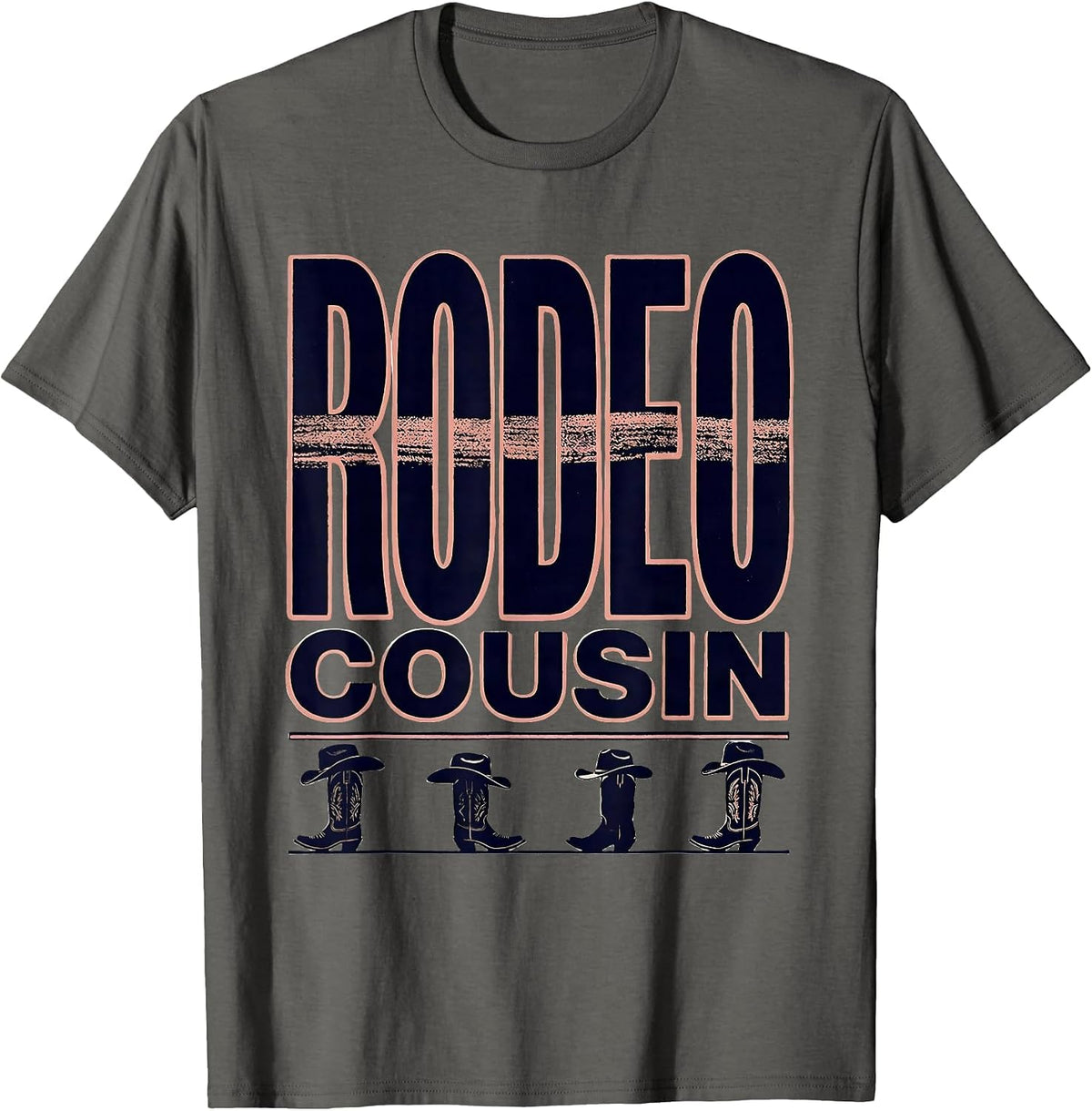 Men's Rodeo Cousin Pink Boots Coquette CowGirl Birthday Party T-Shirt - Asphalt Grey