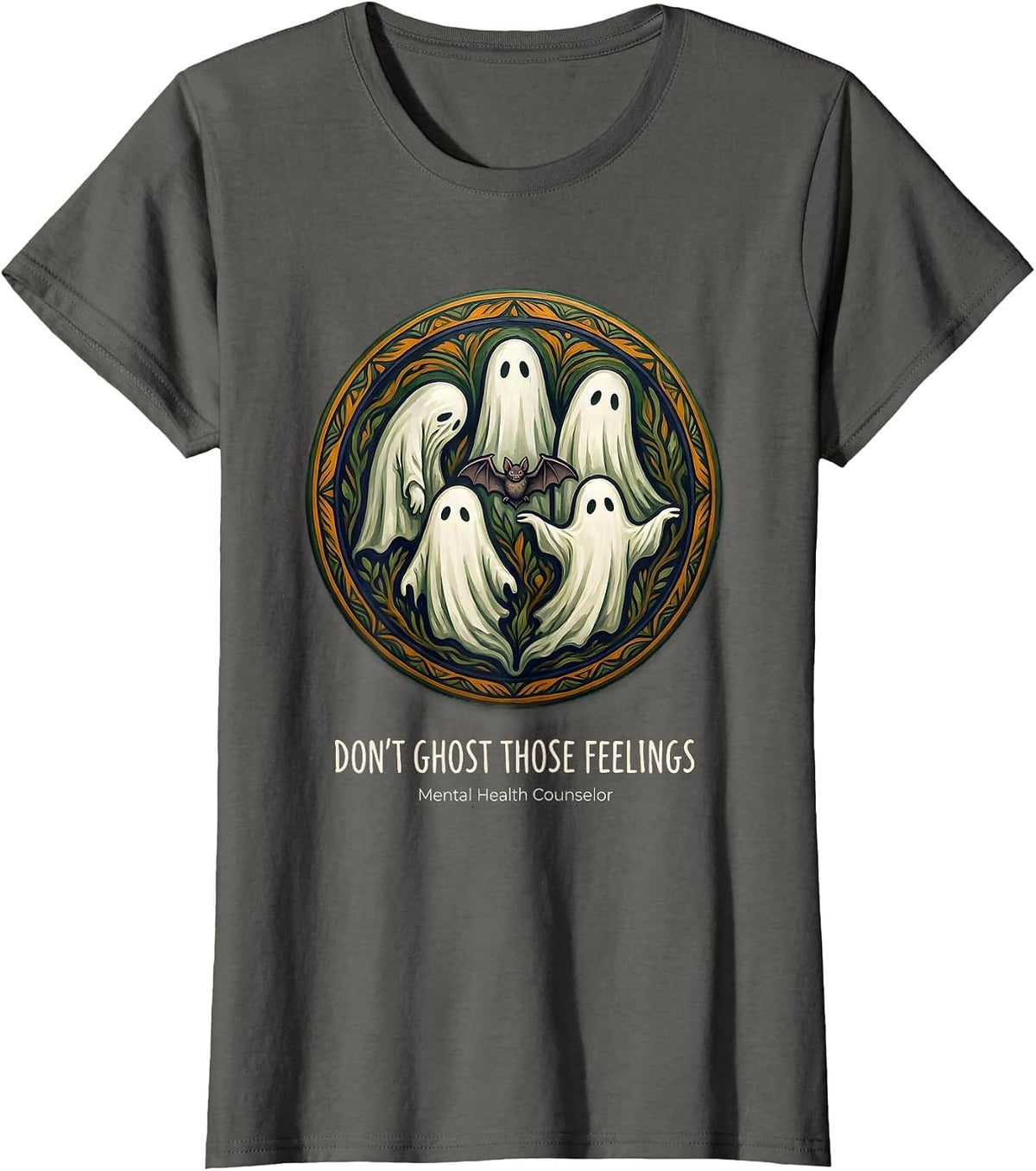 Women's Don't Ghost Those Feelings Mental Health Counselor T-Shirt - Asphalt Grey
