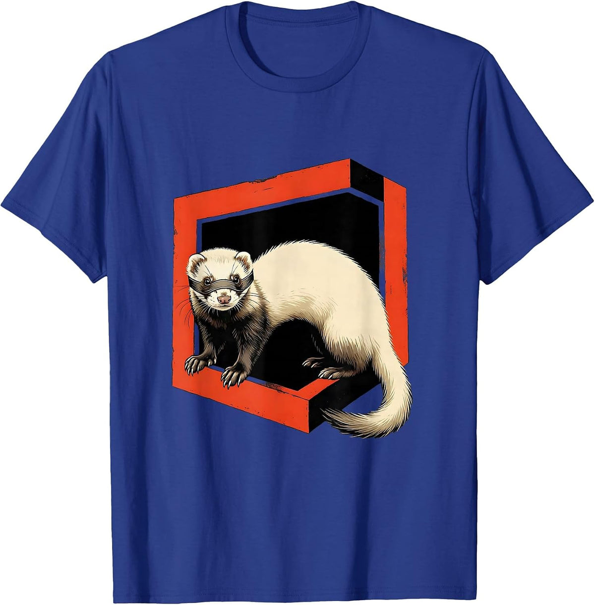 Ferret Stencil Graphic Funny Ferret Lover Gift T-Shirt - Royal Blue